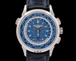 World Time 5930G Chronograph 18k White Gold Blue Dial