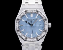 Royal Oak 15551ST 37mm Ice Blue Dial with Diamonds