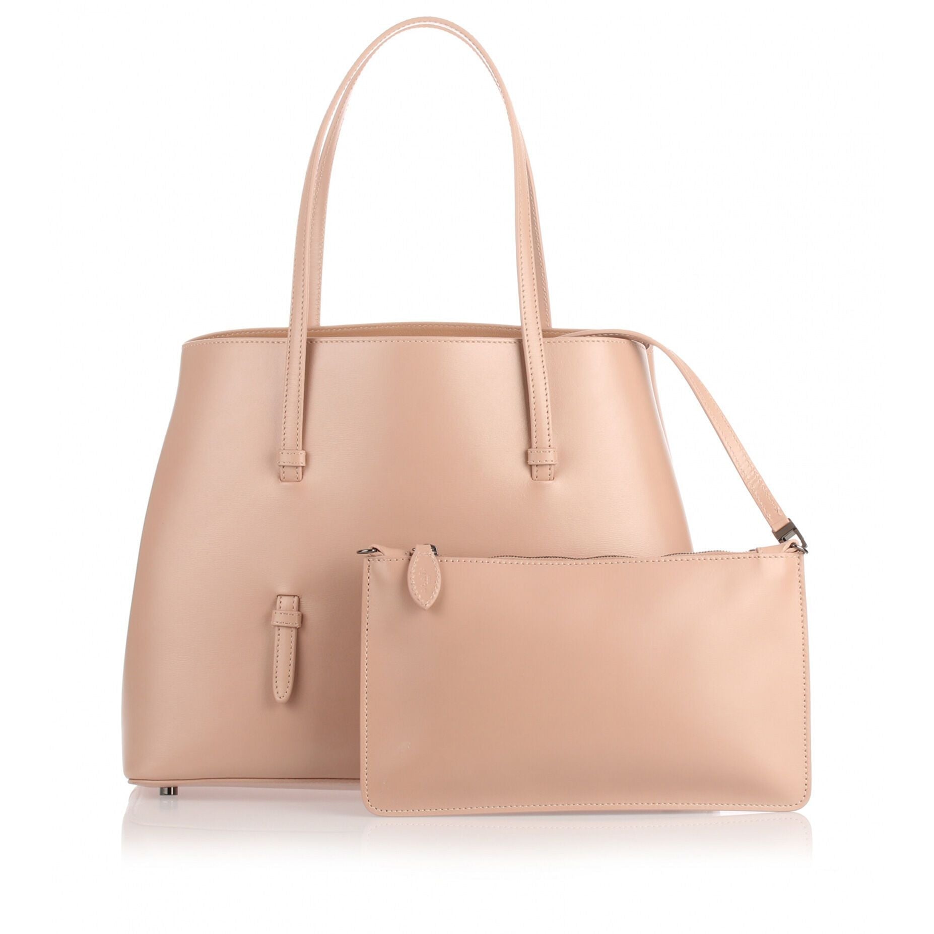 Nude leather tote