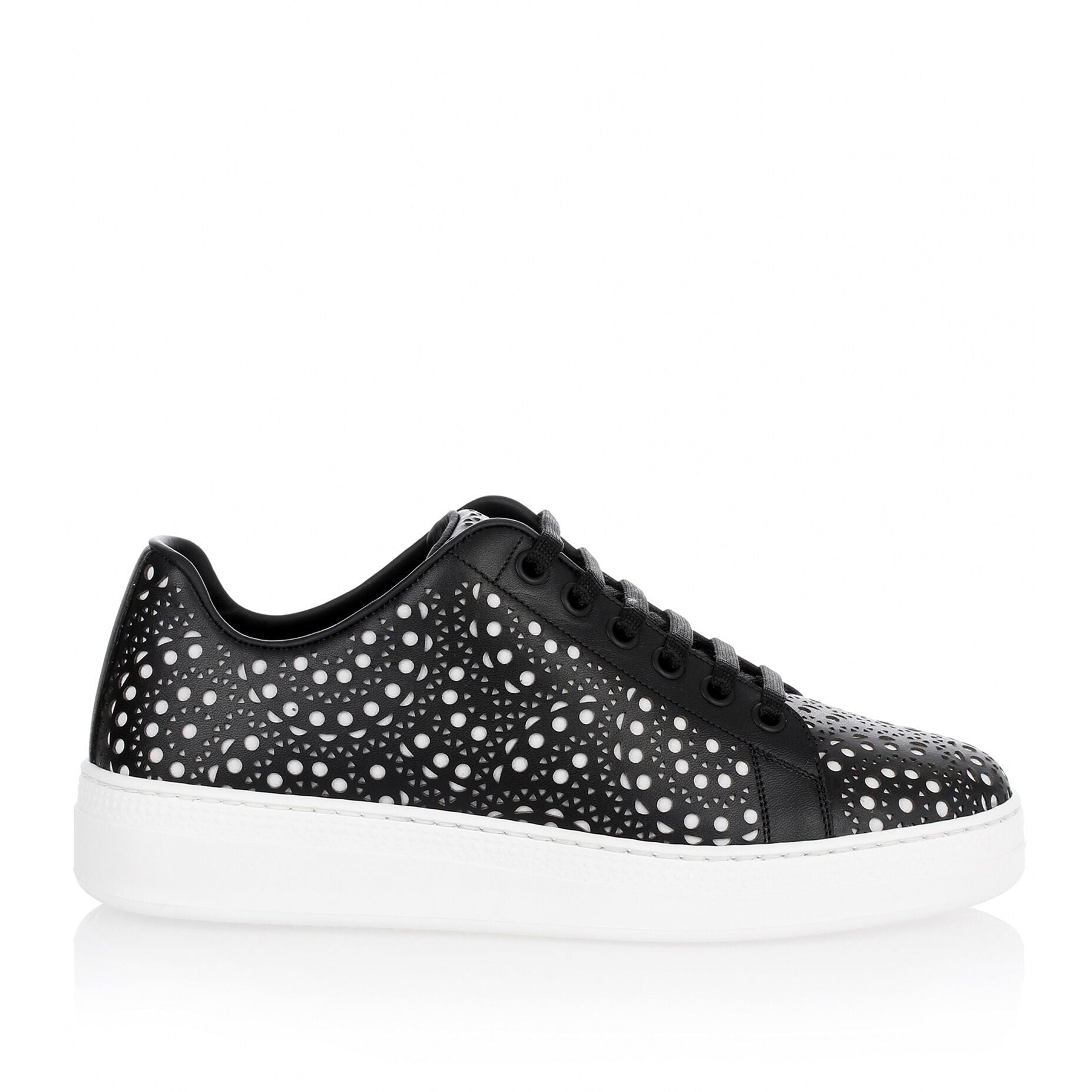 Black laser-cut sneaker