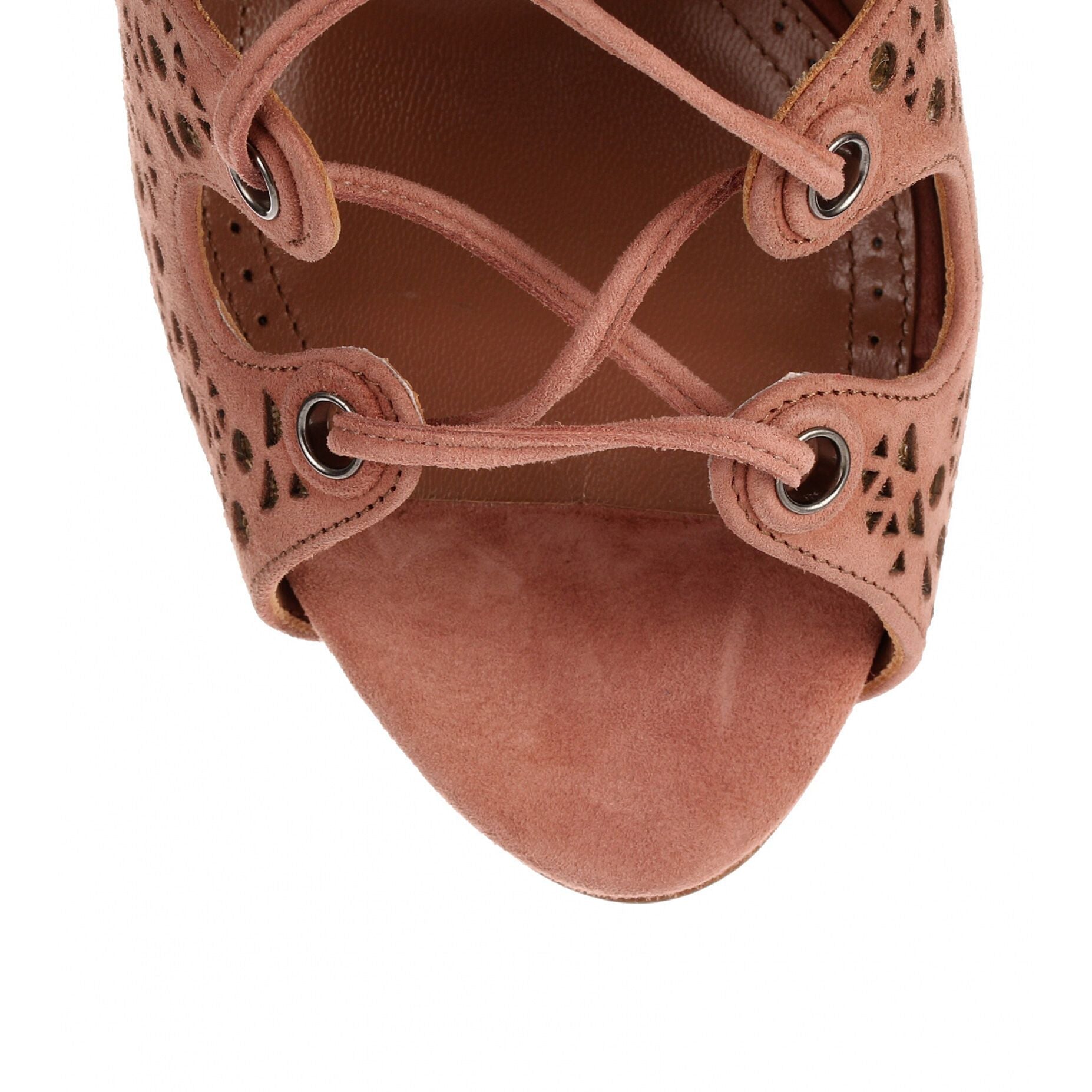 Dark nude suede lace-up sandal