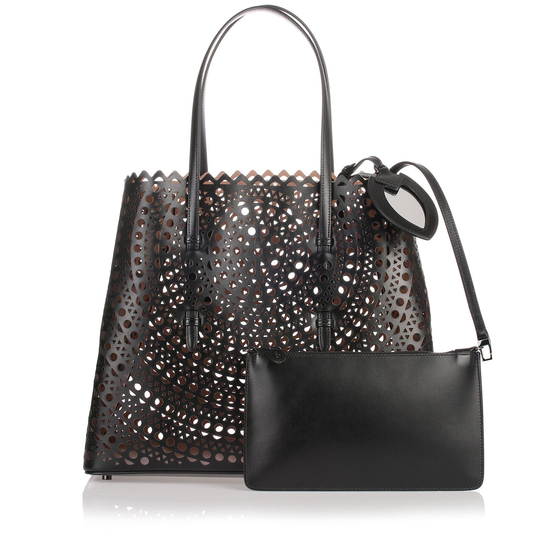 Black leather cut-out bag