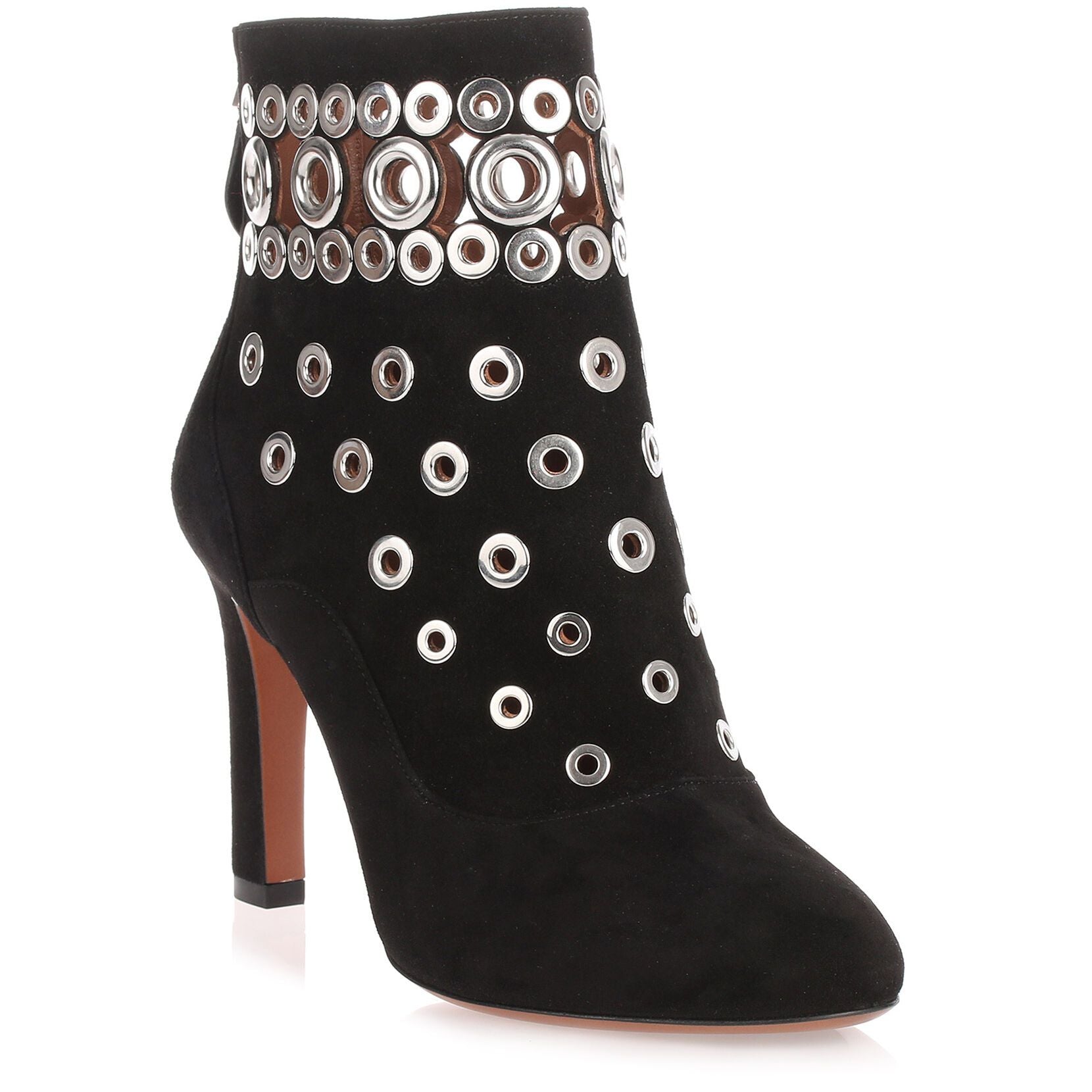 Black suede eyelet boot