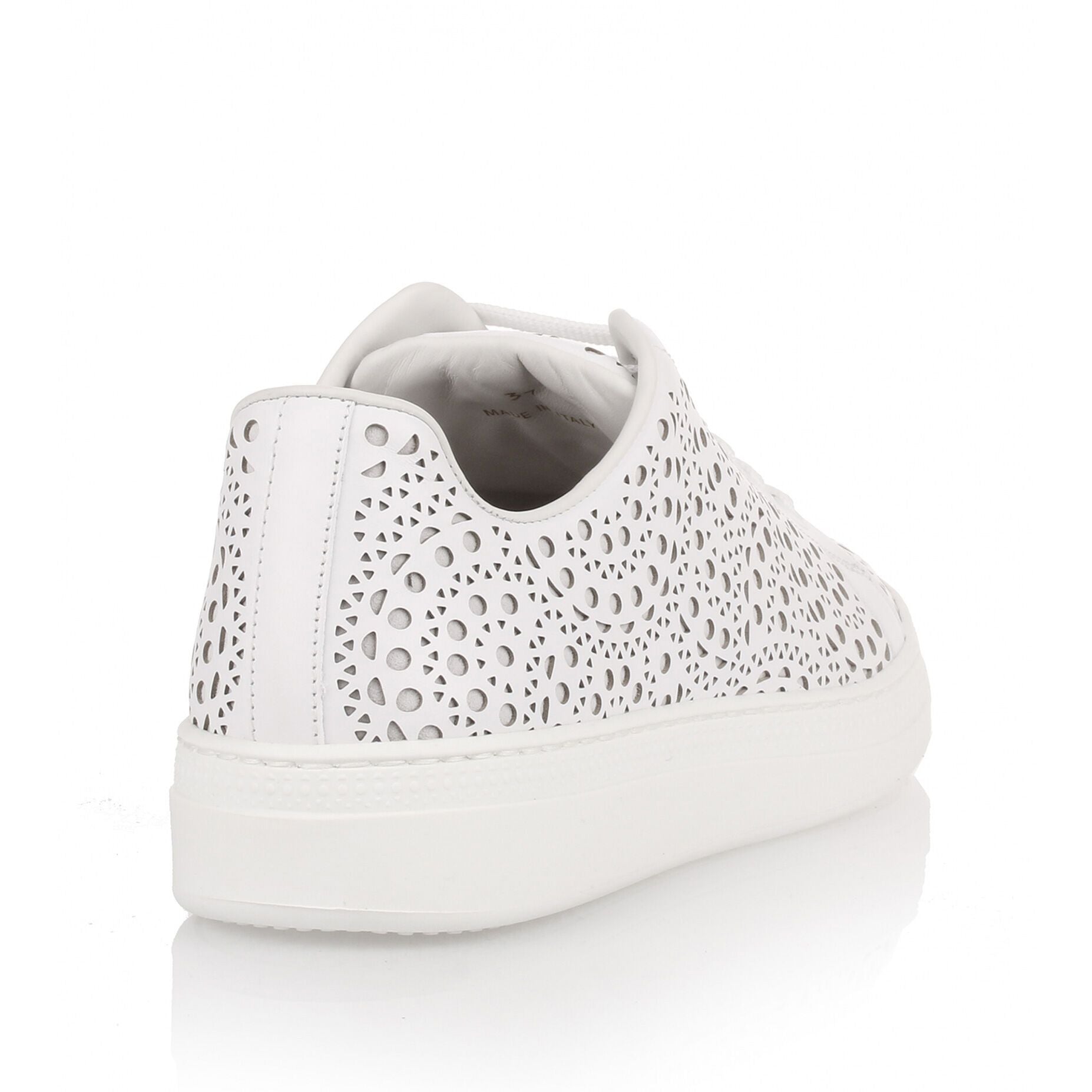 White leather laser-cut sneaker