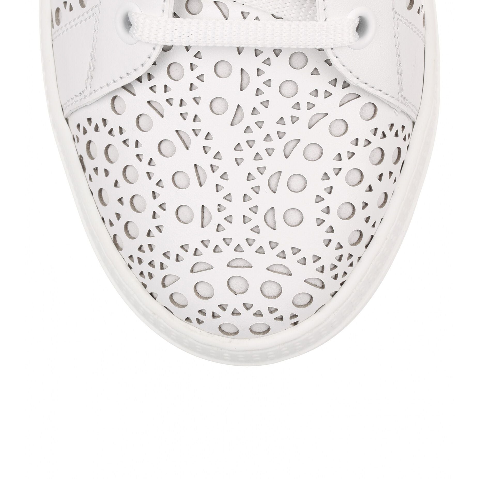 White leather laser-cut sneaker