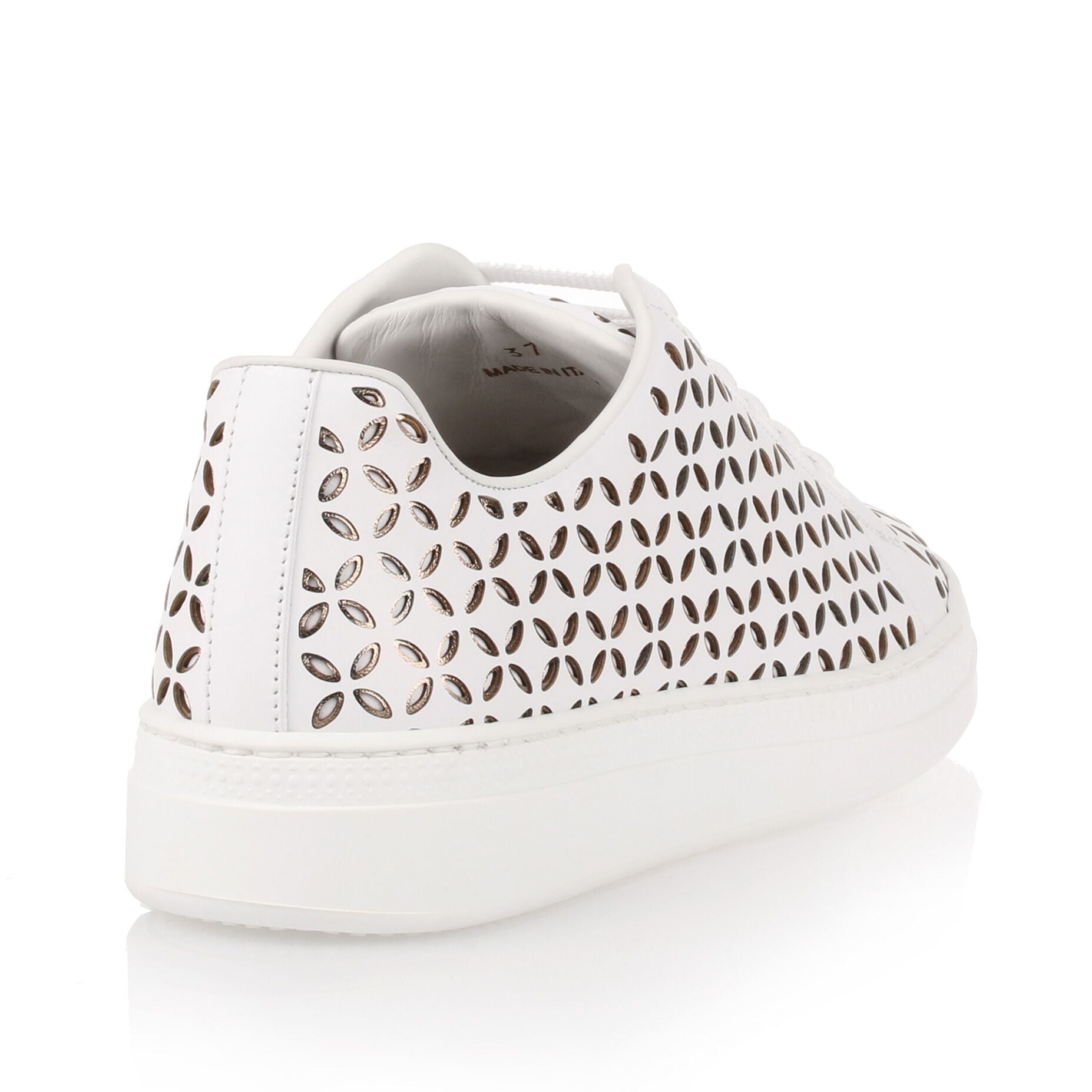 White laser-cut leather sneaker