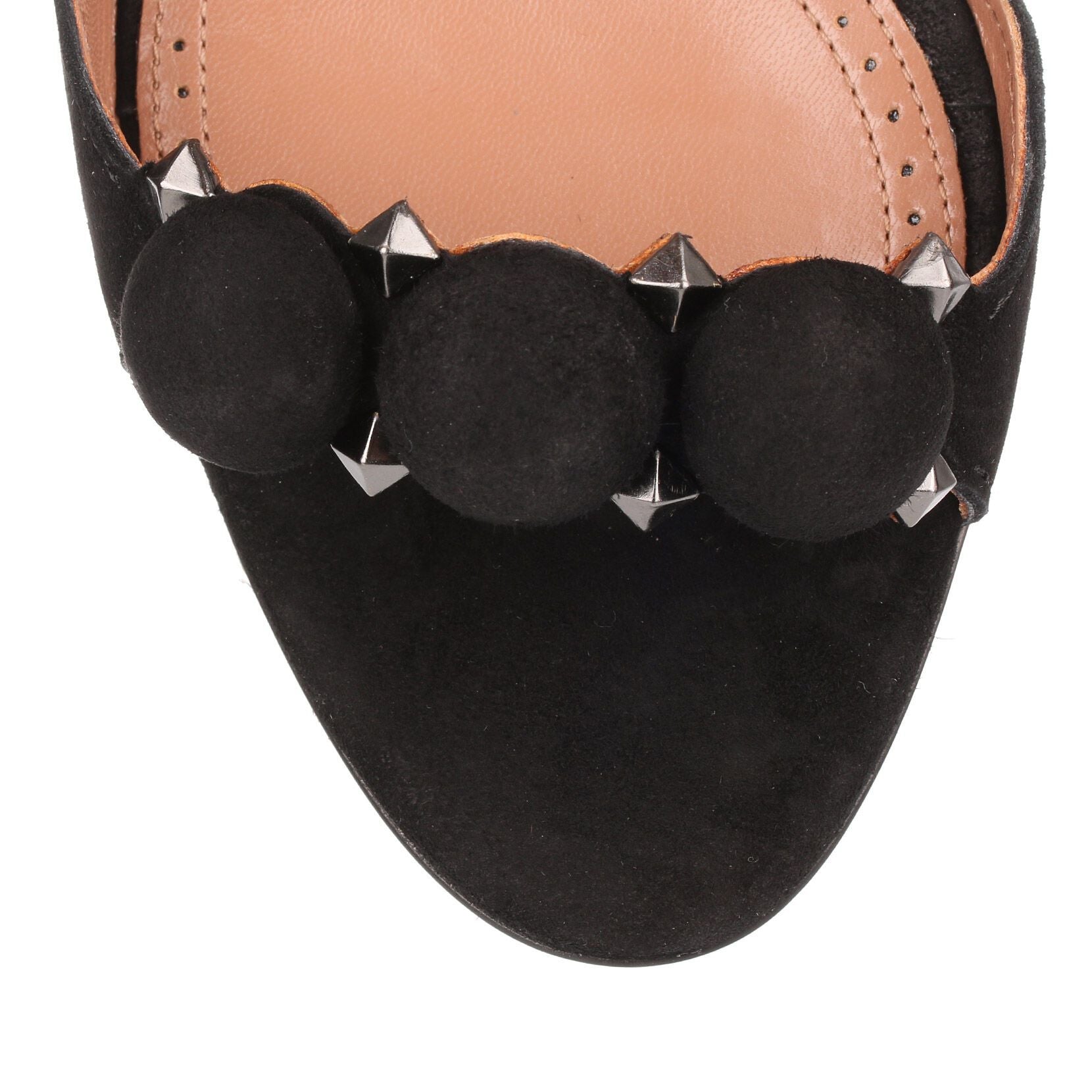 Black studded bombe suede sandal
