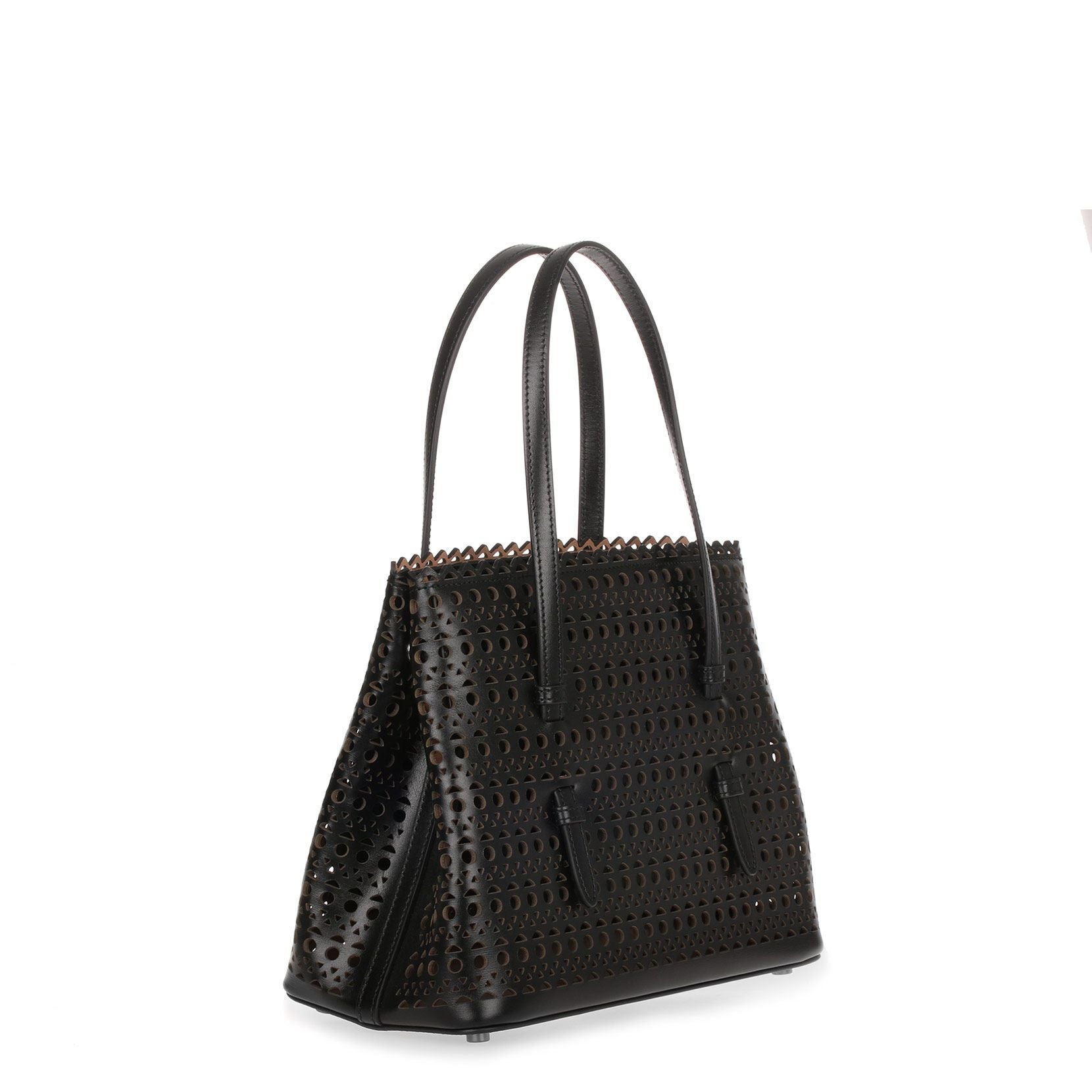Black Leather Laser-cut Small Tote