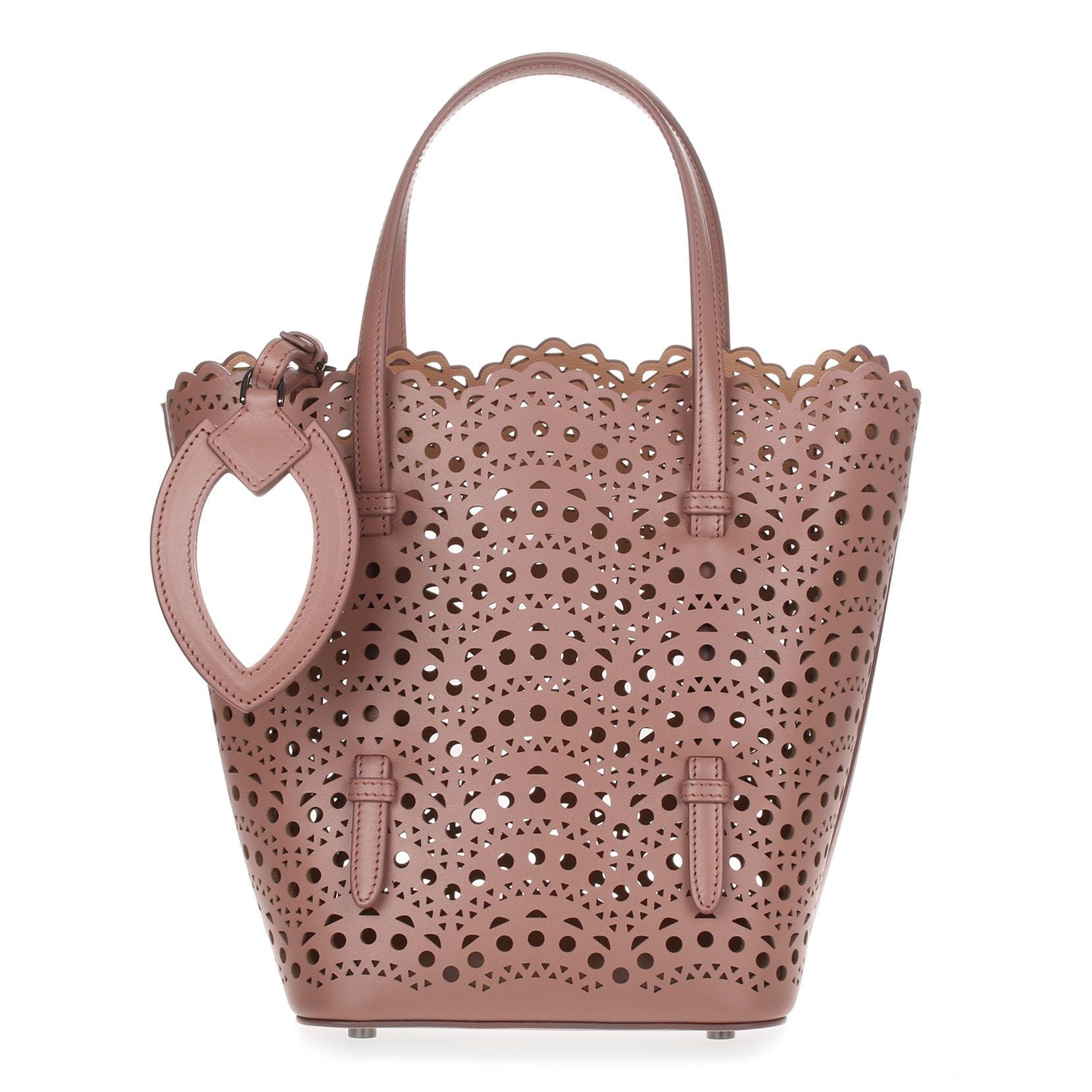 Tan leather laser-cut bag