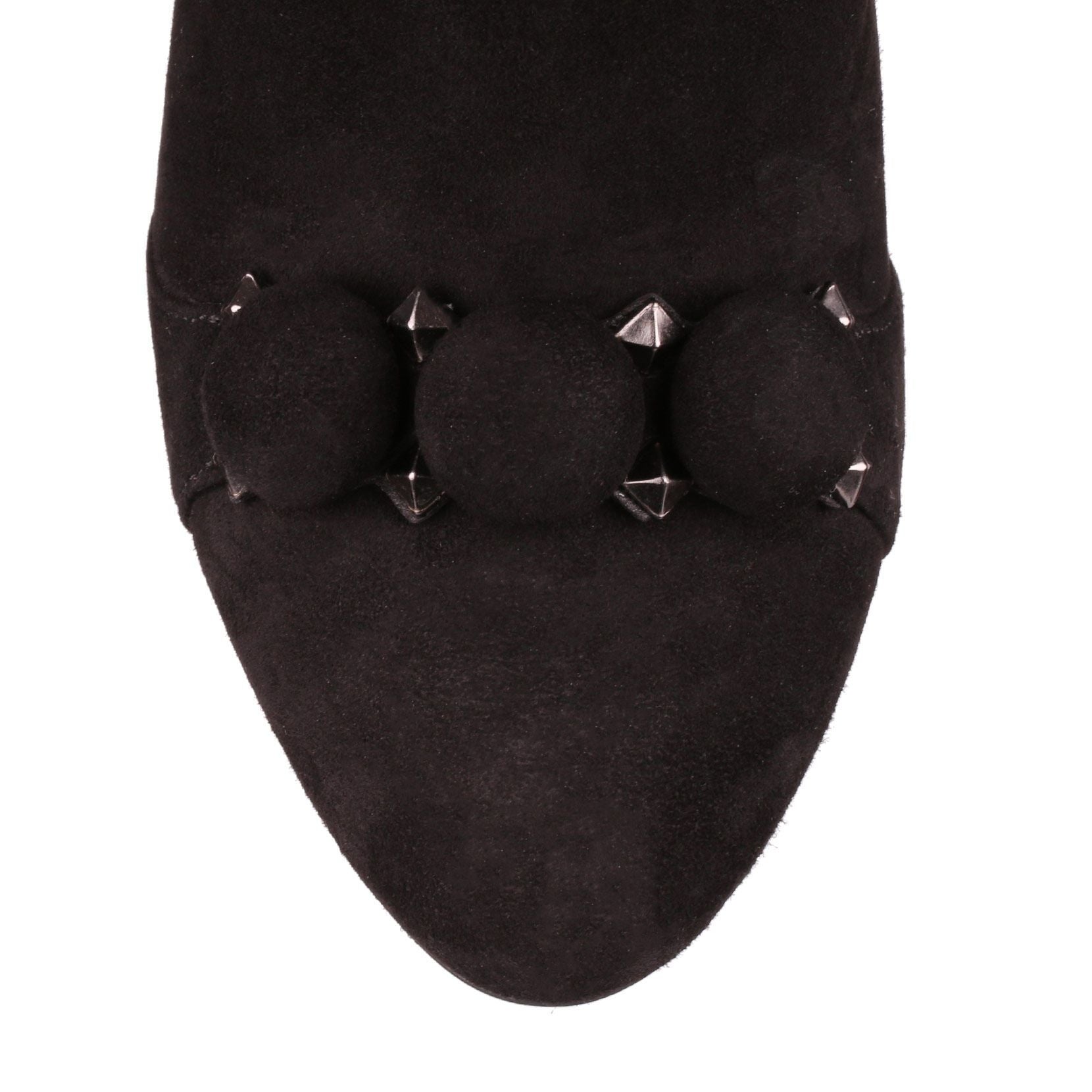Black suede bombe knee boot