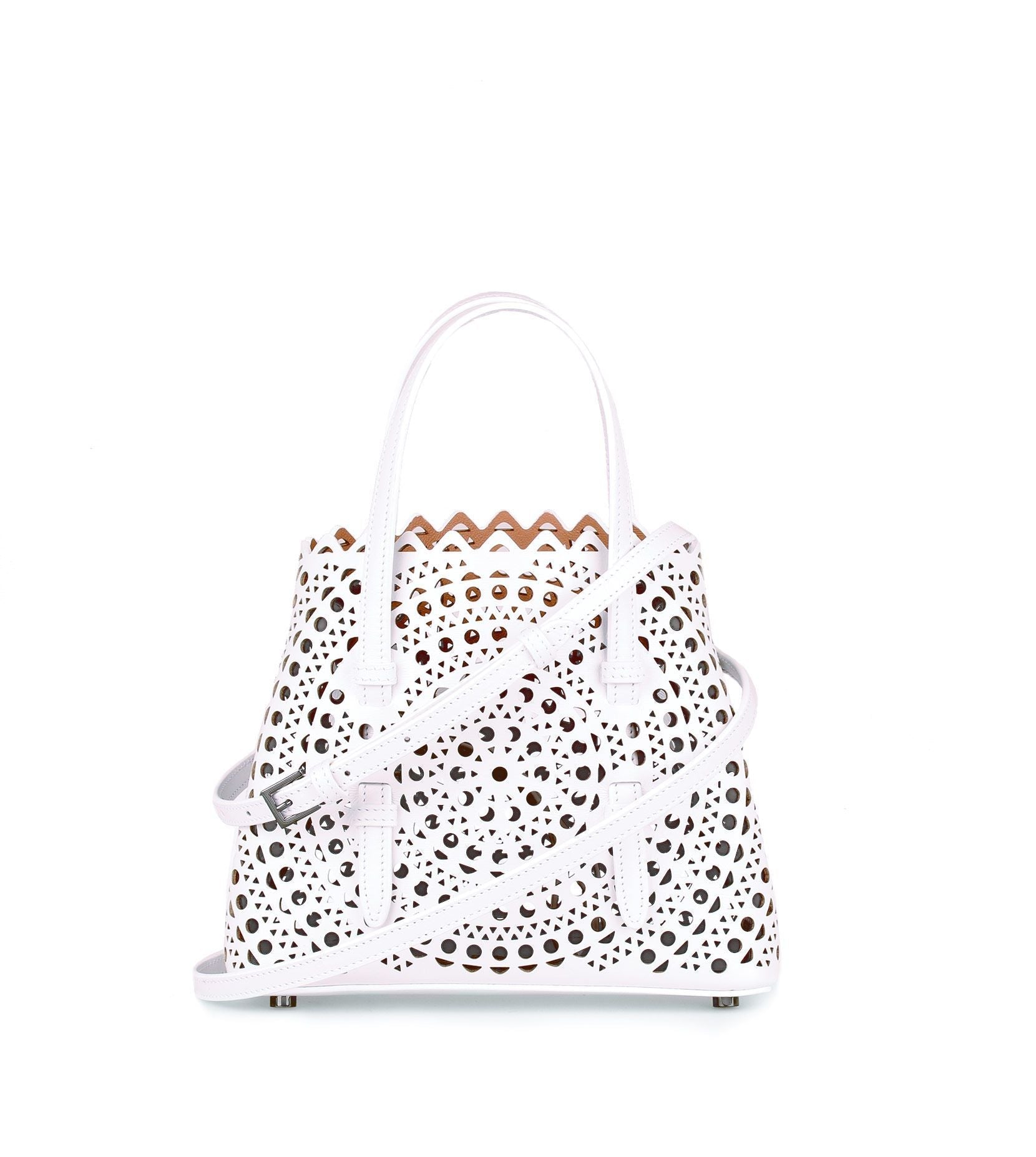 White leather cut-out mini bag