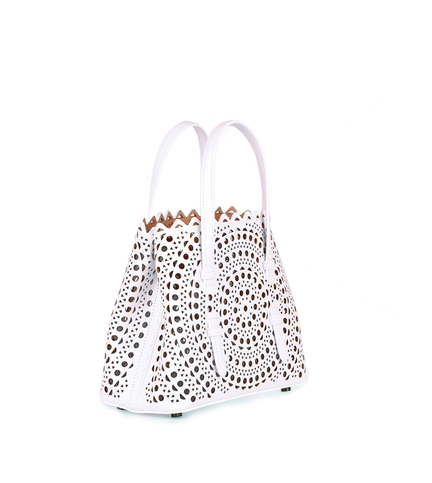 White leather cut-out mini bag