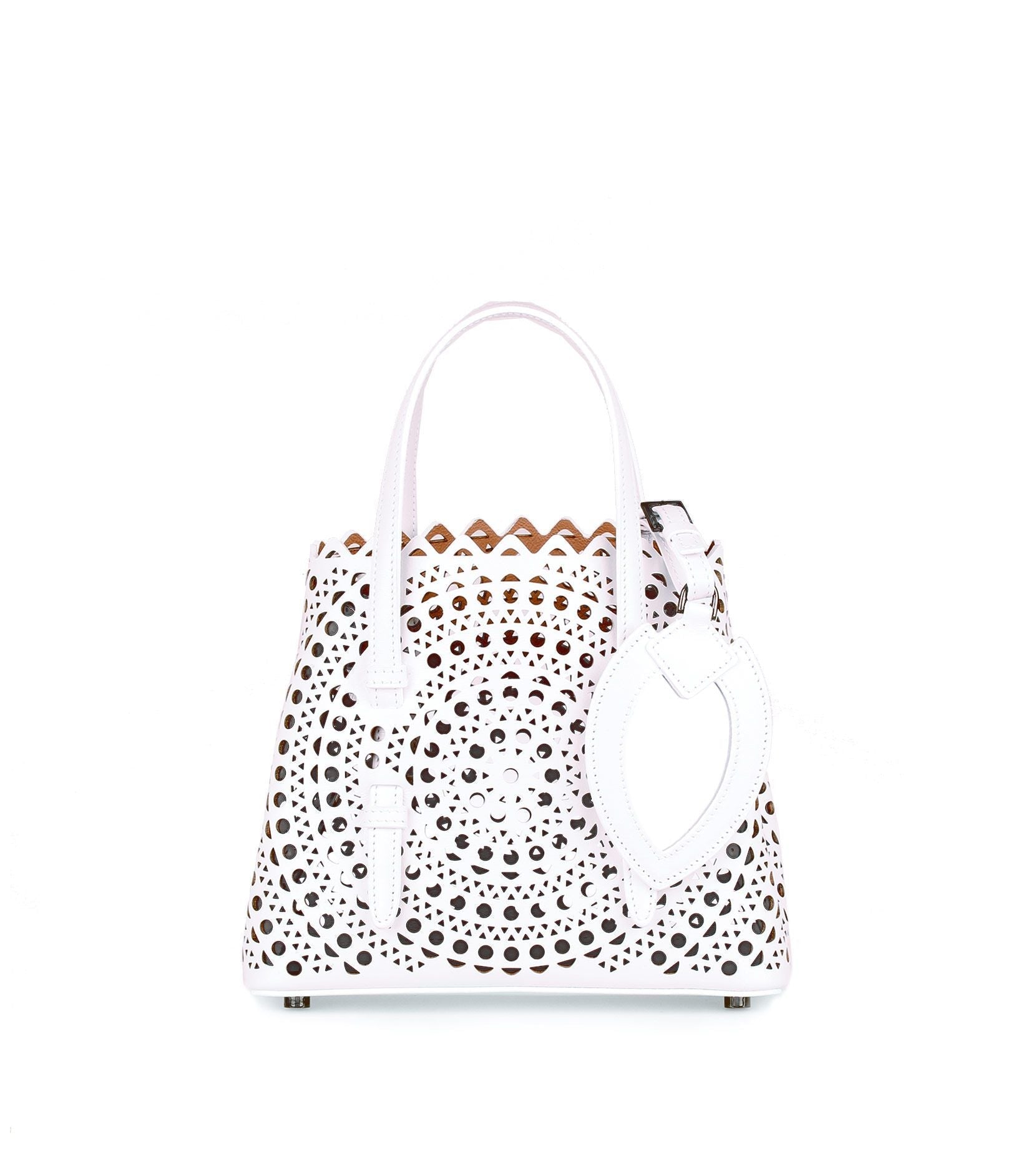 White leather cut-out mini bag