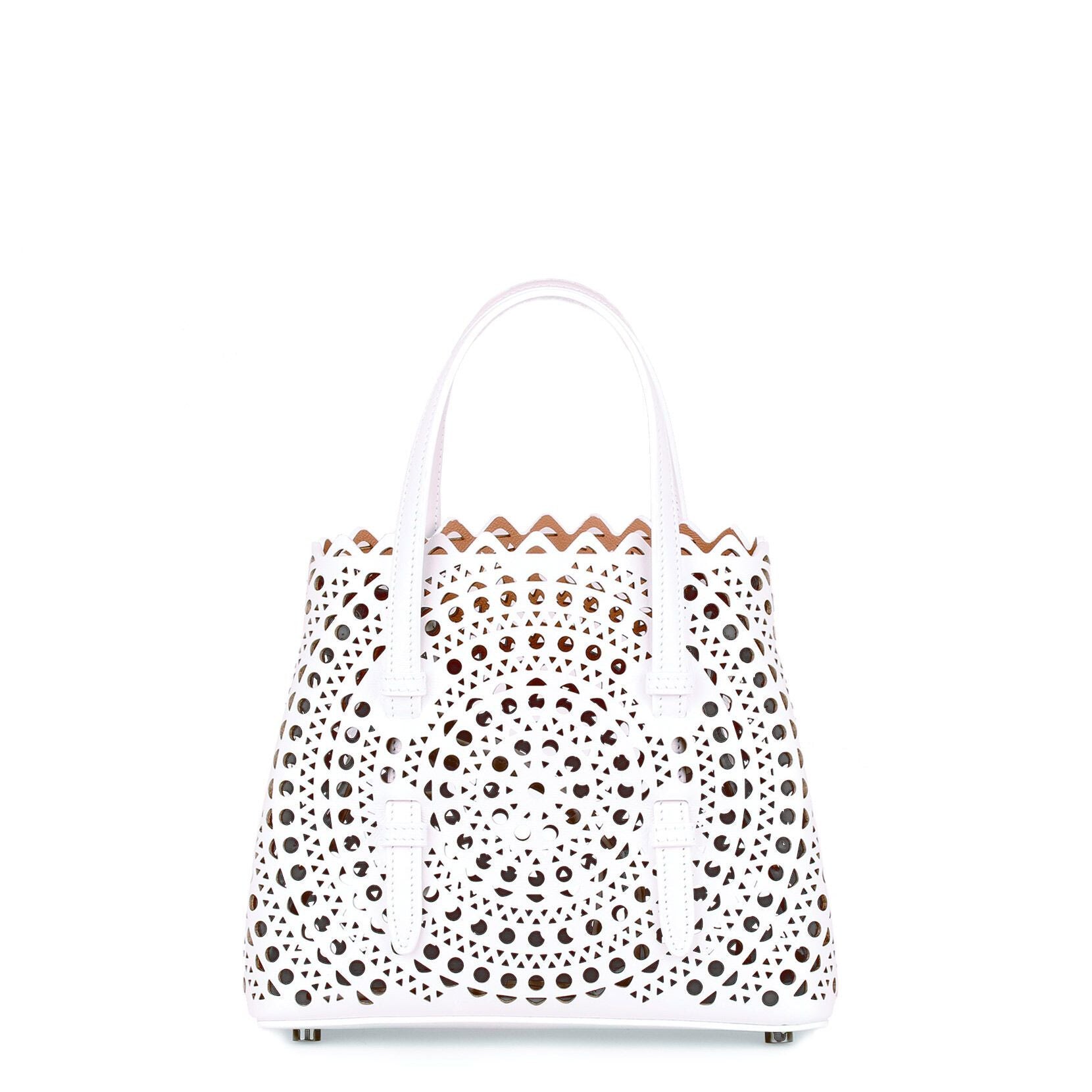 White leather cut-out mini bag
