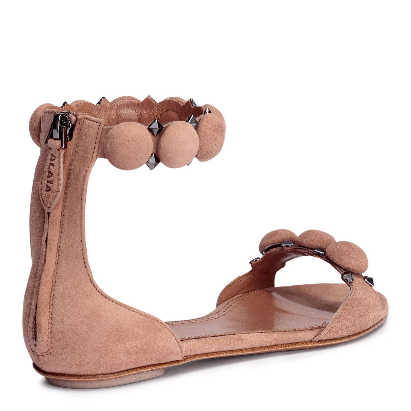 Beige suede bomb flat sandals