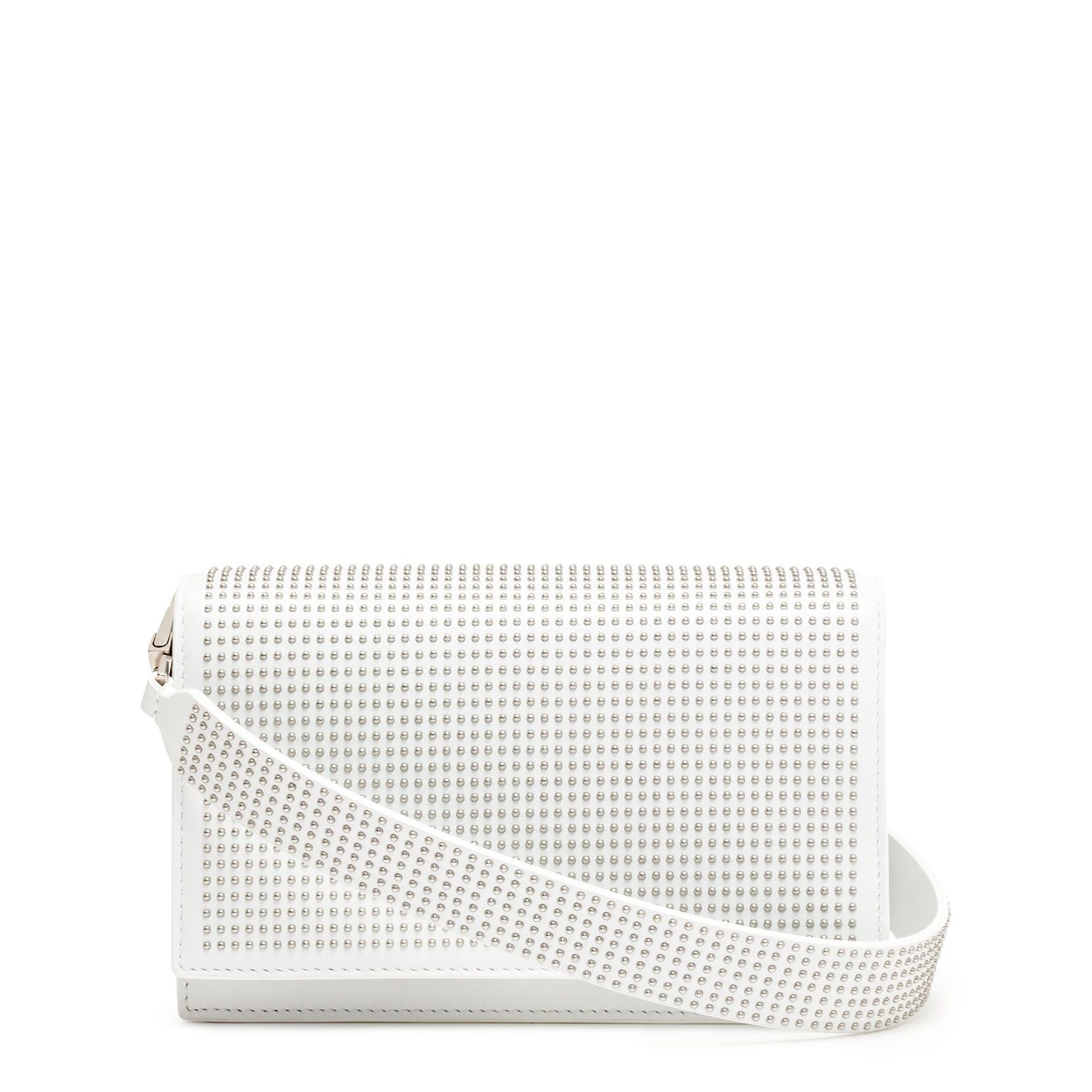 White leather studded cross-body bag