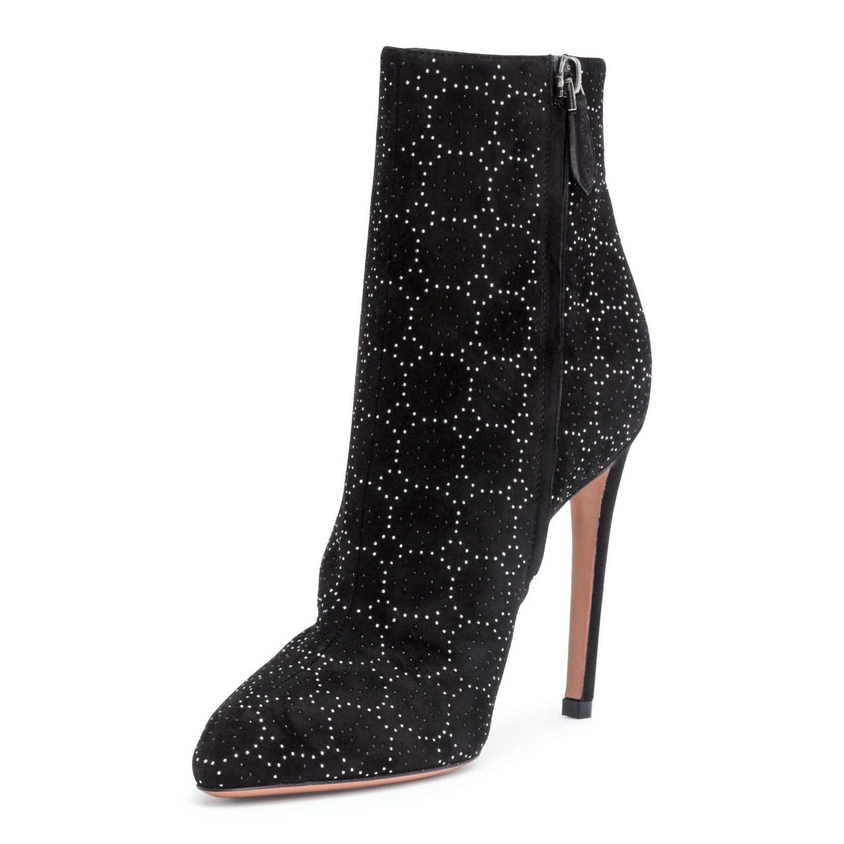 Black suede 110 studded booties