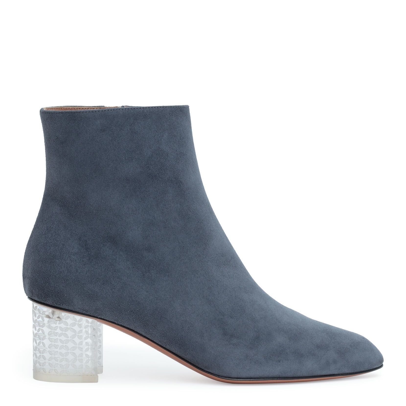 Grey 50 suede plexi heel boots