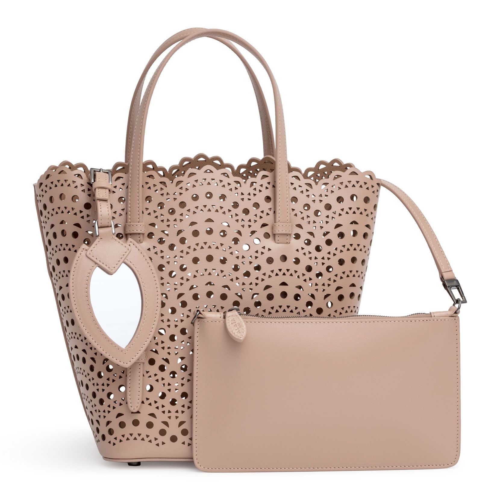Light beige laser cut tote bag