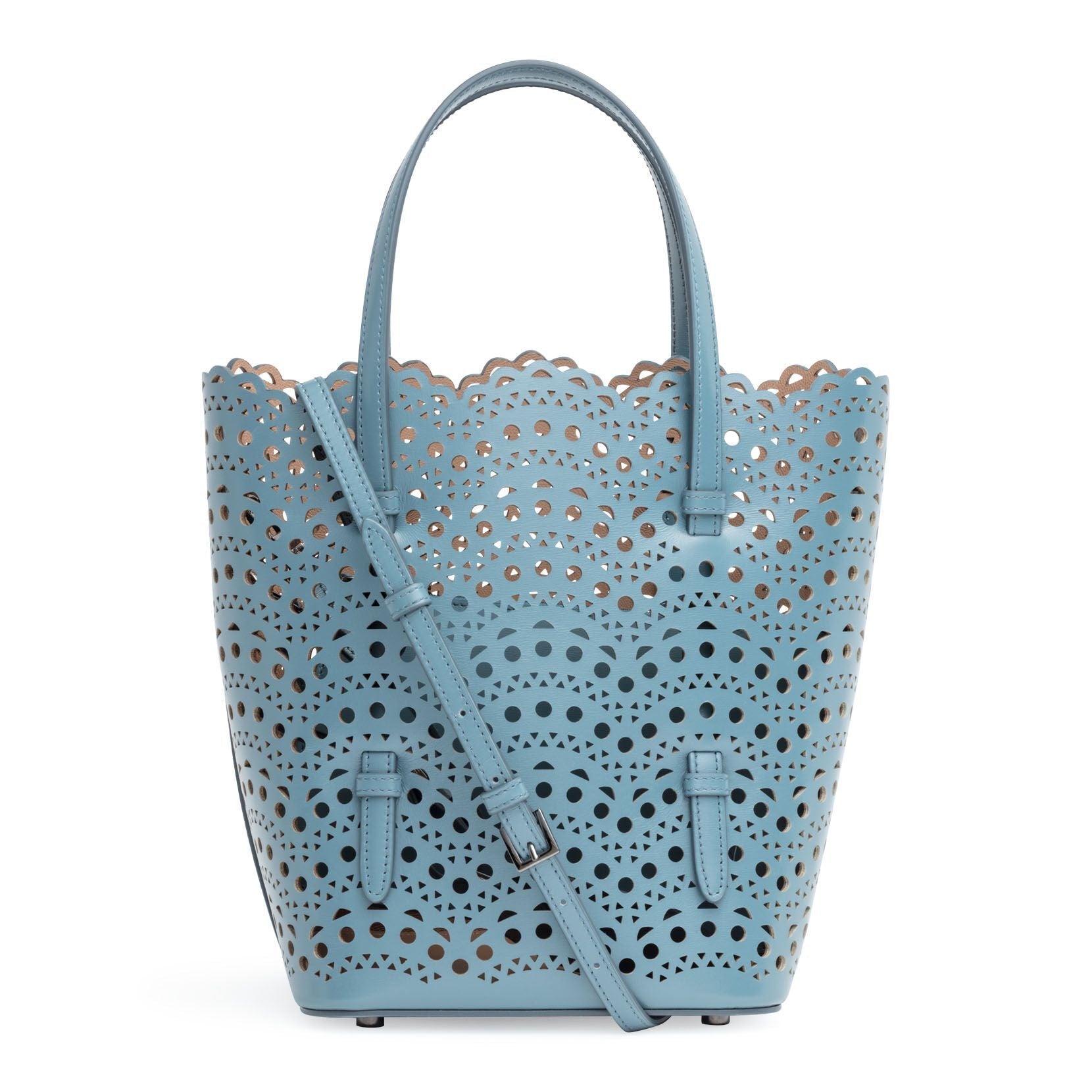 Light blue laser cut tote bag