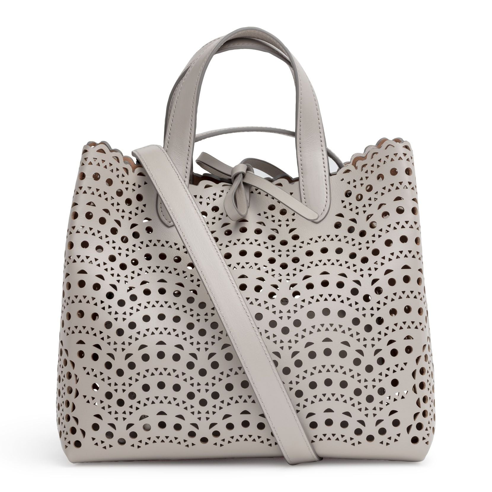 Light grey laser cut tote bag