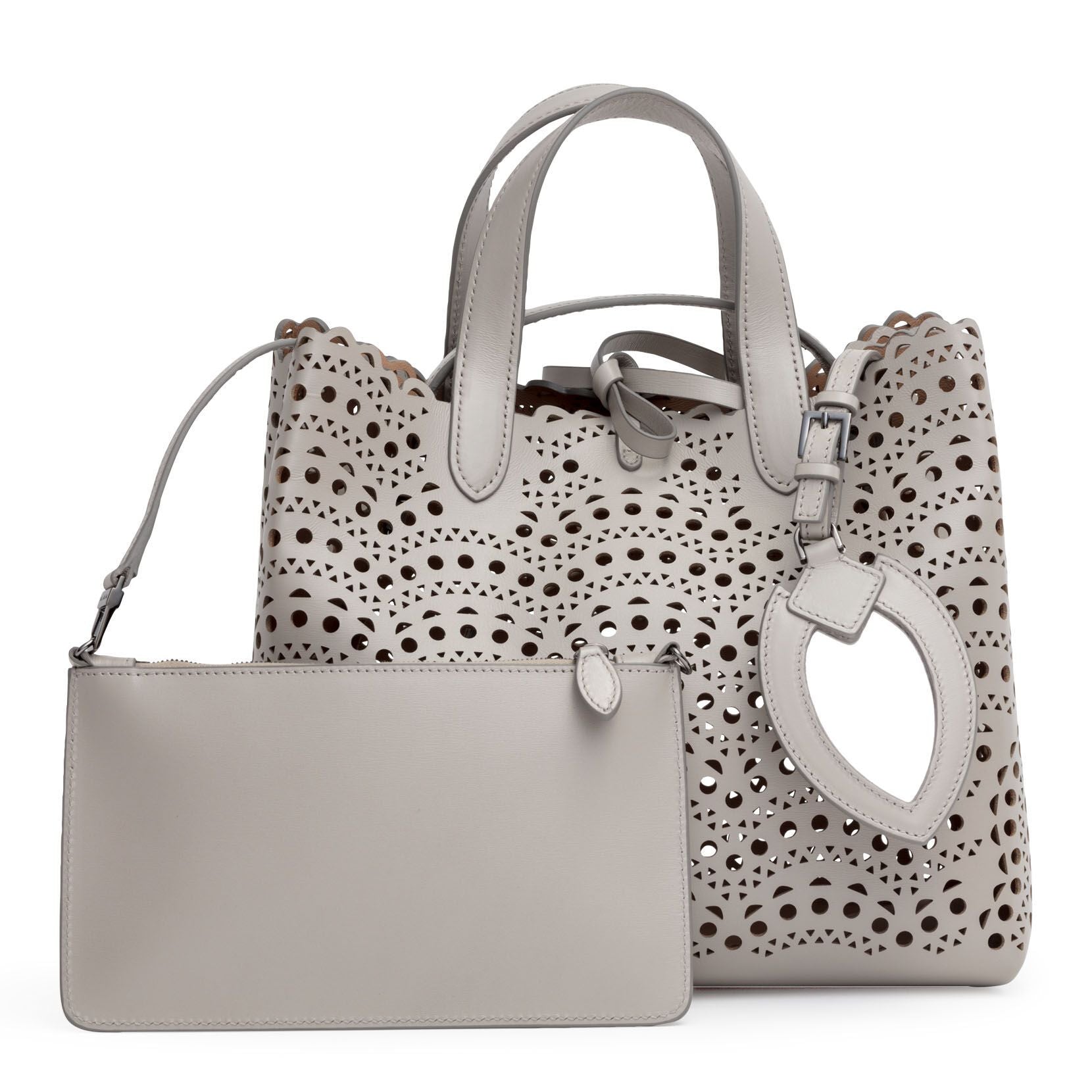 Light grey laser cut tote bag