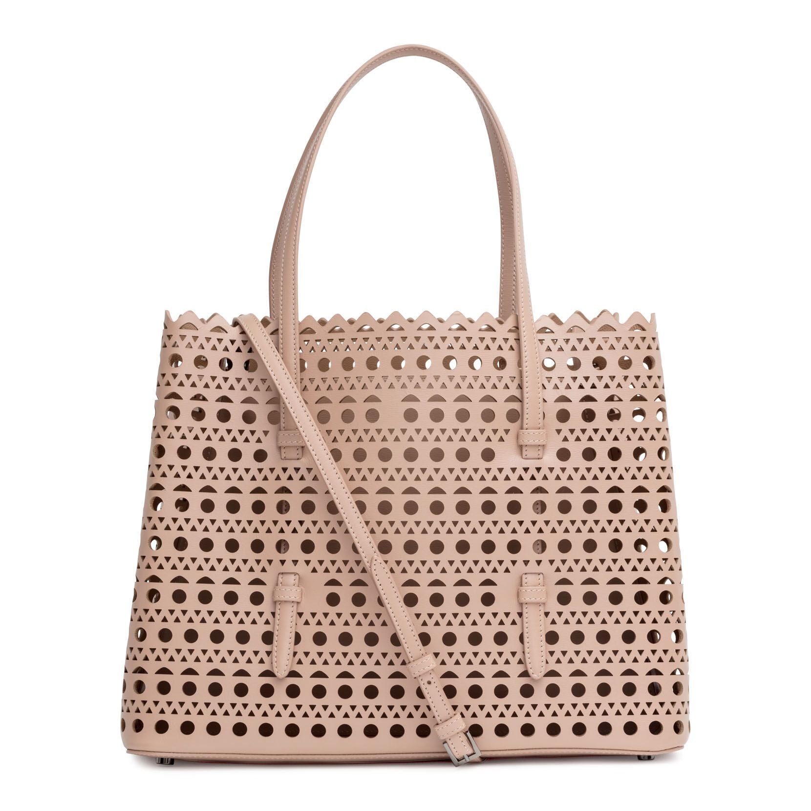Beige laser-cut tote bag