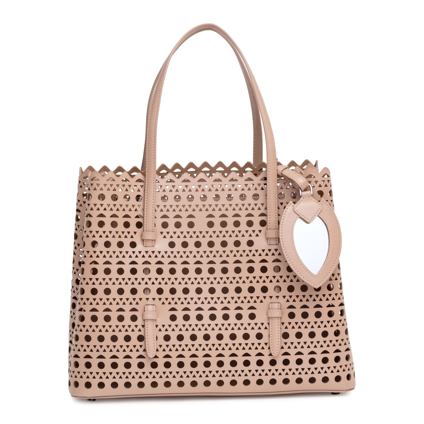Beige laser-cut tote bag
