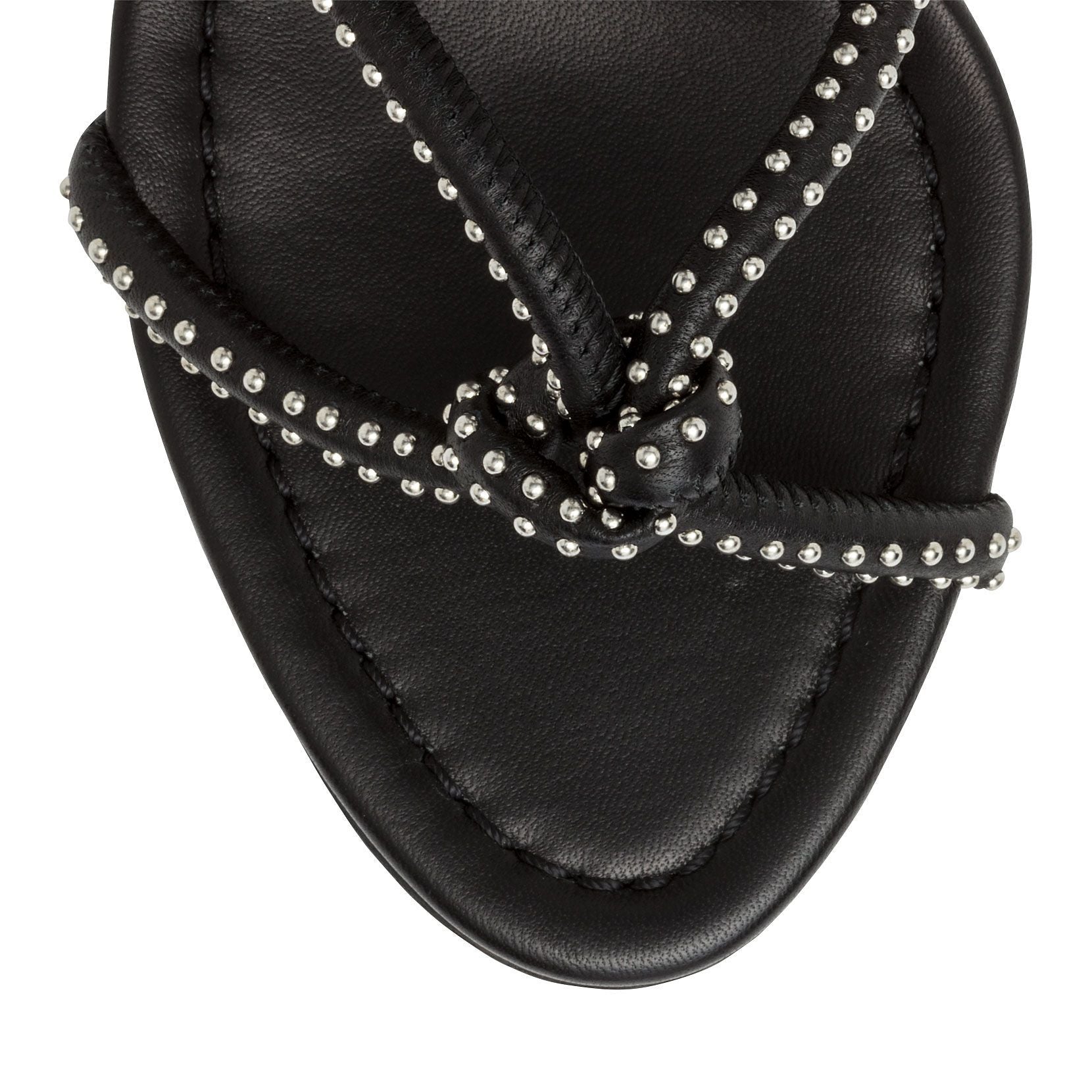 Black soft leather studs sandals