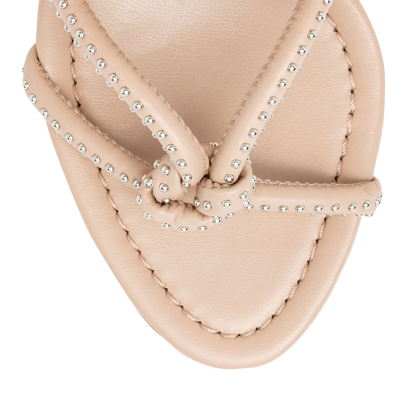 Nude soft leather studs sandals