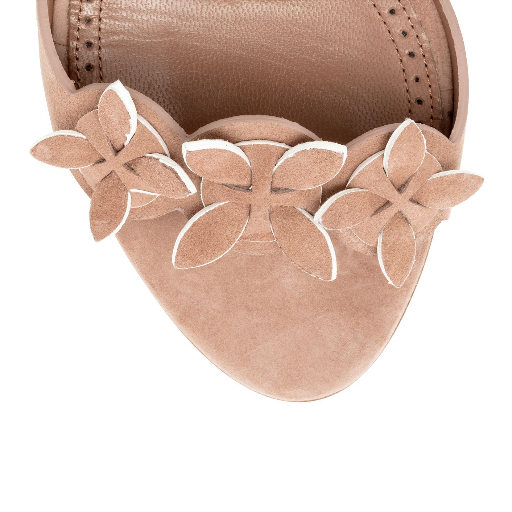 Dark nude suede flower sandals