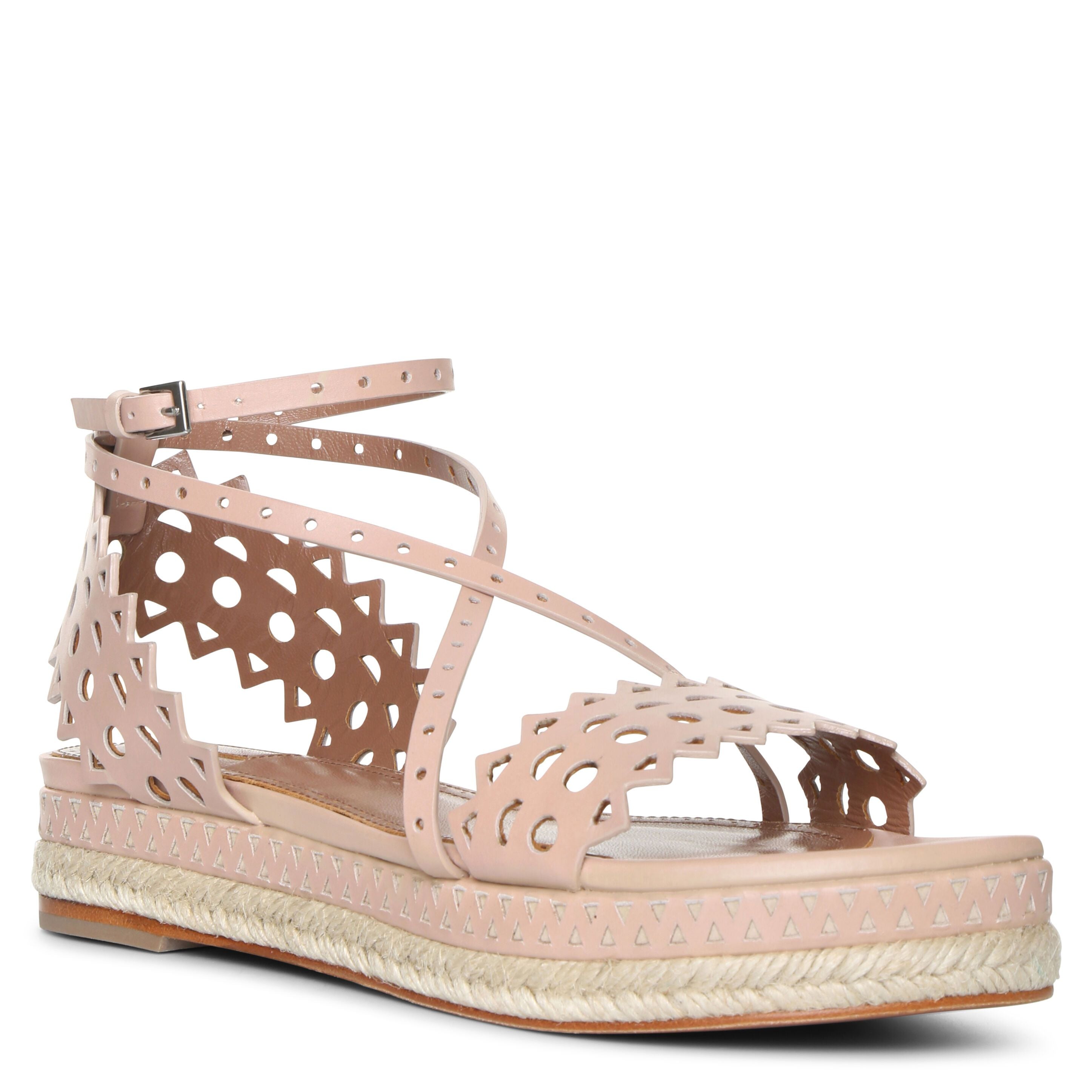 Nude calf leather espadrille sandals
