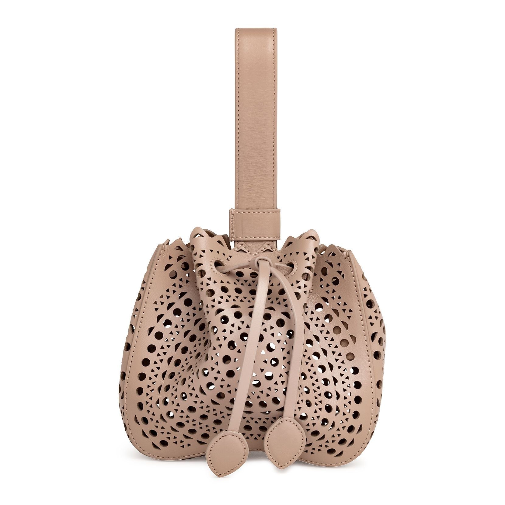 Rose-Marie Mini light beige laser-cut bucket bag