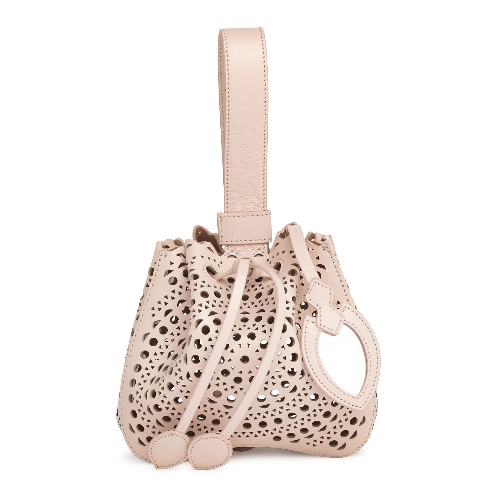 Rose-Marie Mini blush laser-cut bucket bag
