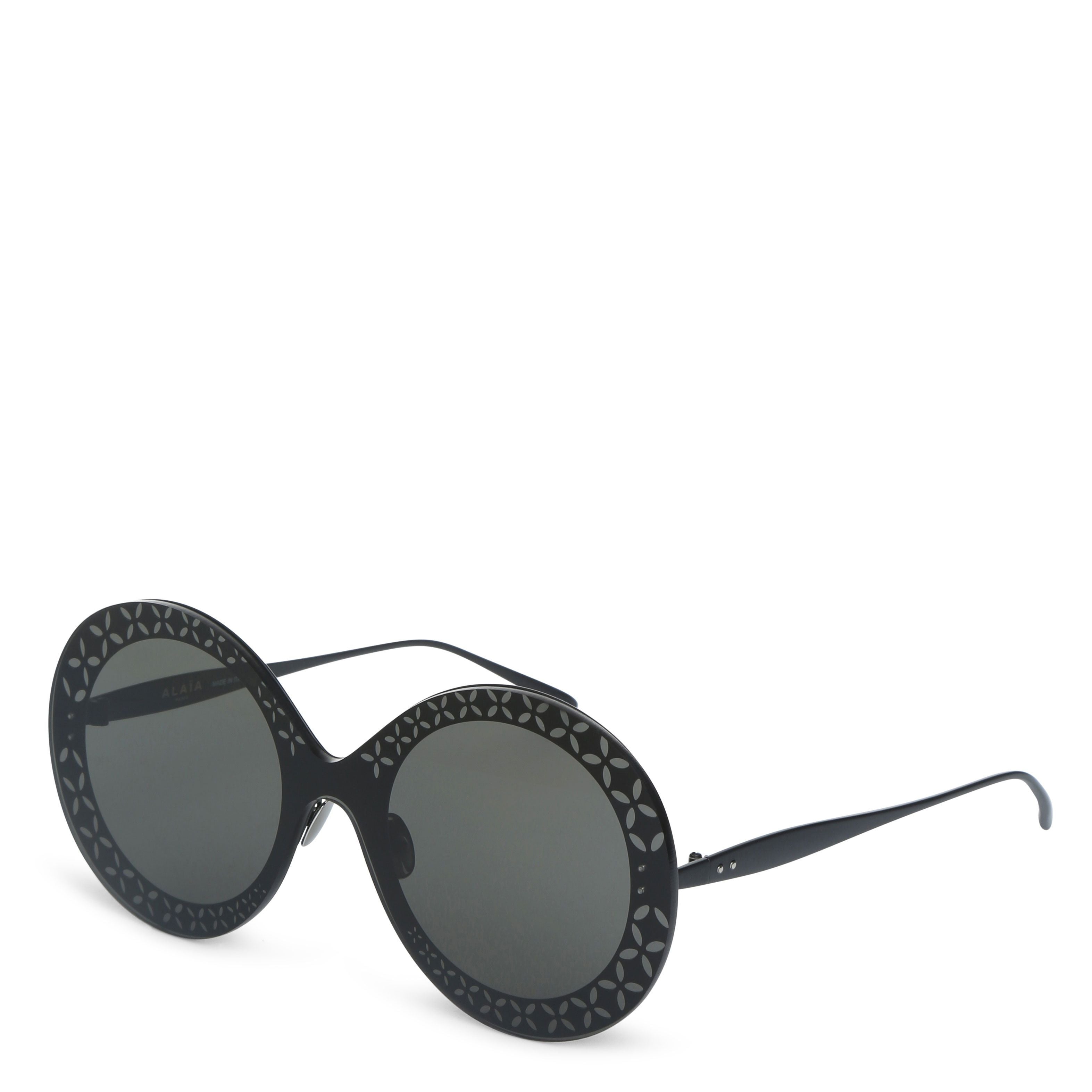 Round-frame metal black sunglasses