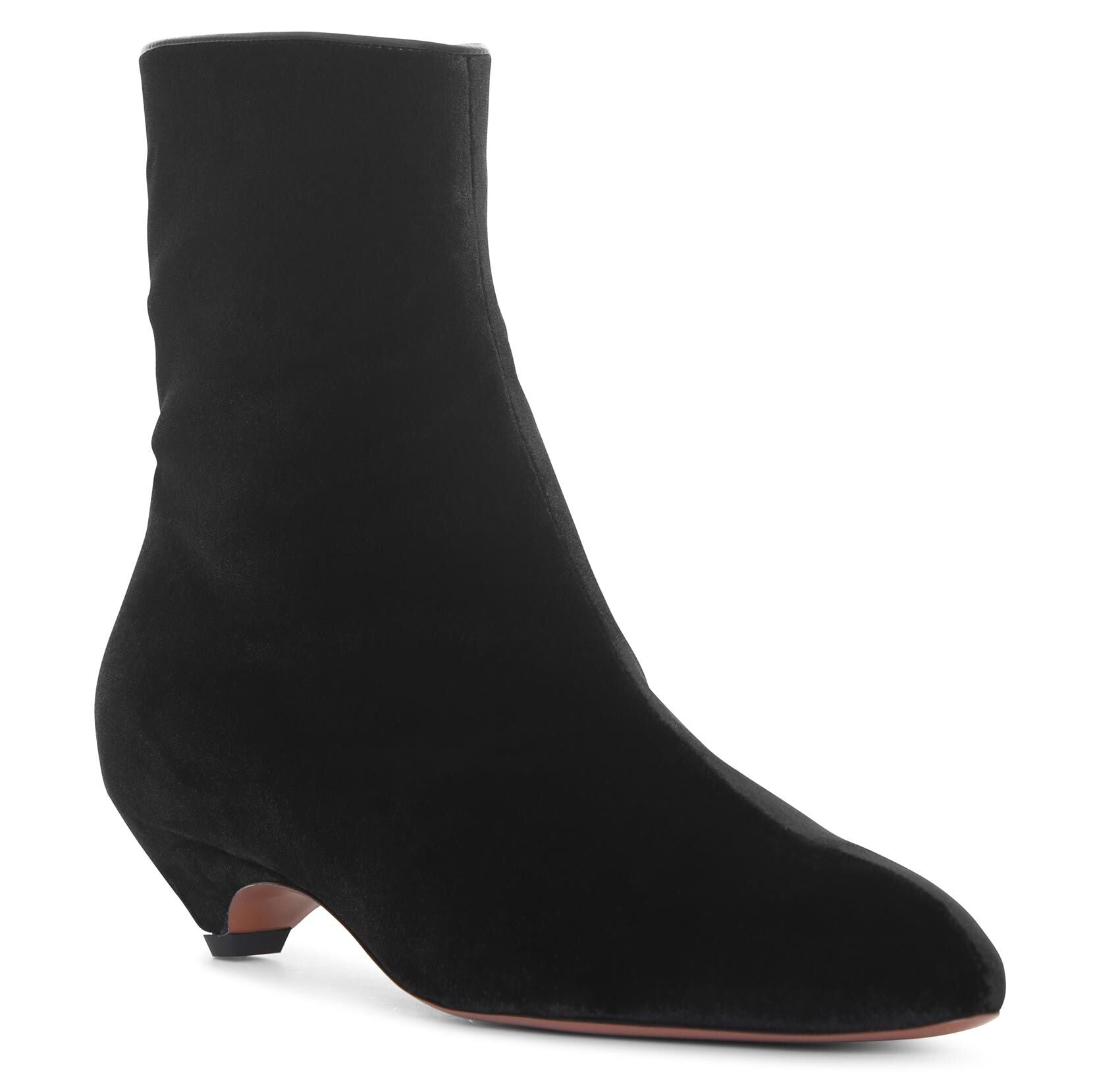Black velvet pointed boots