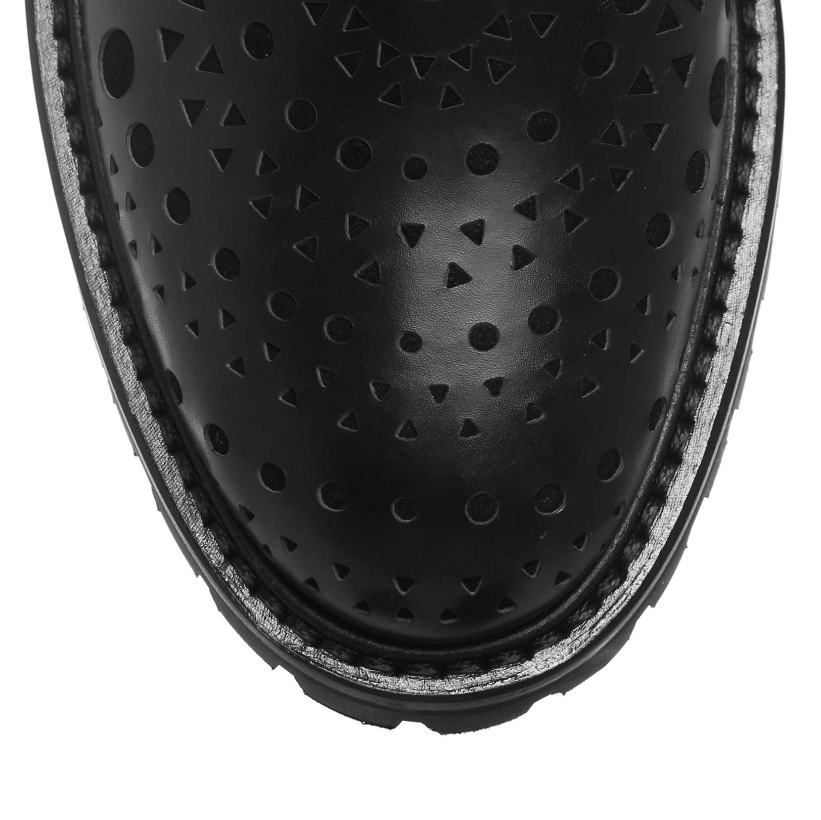 Black laser cut flat boots