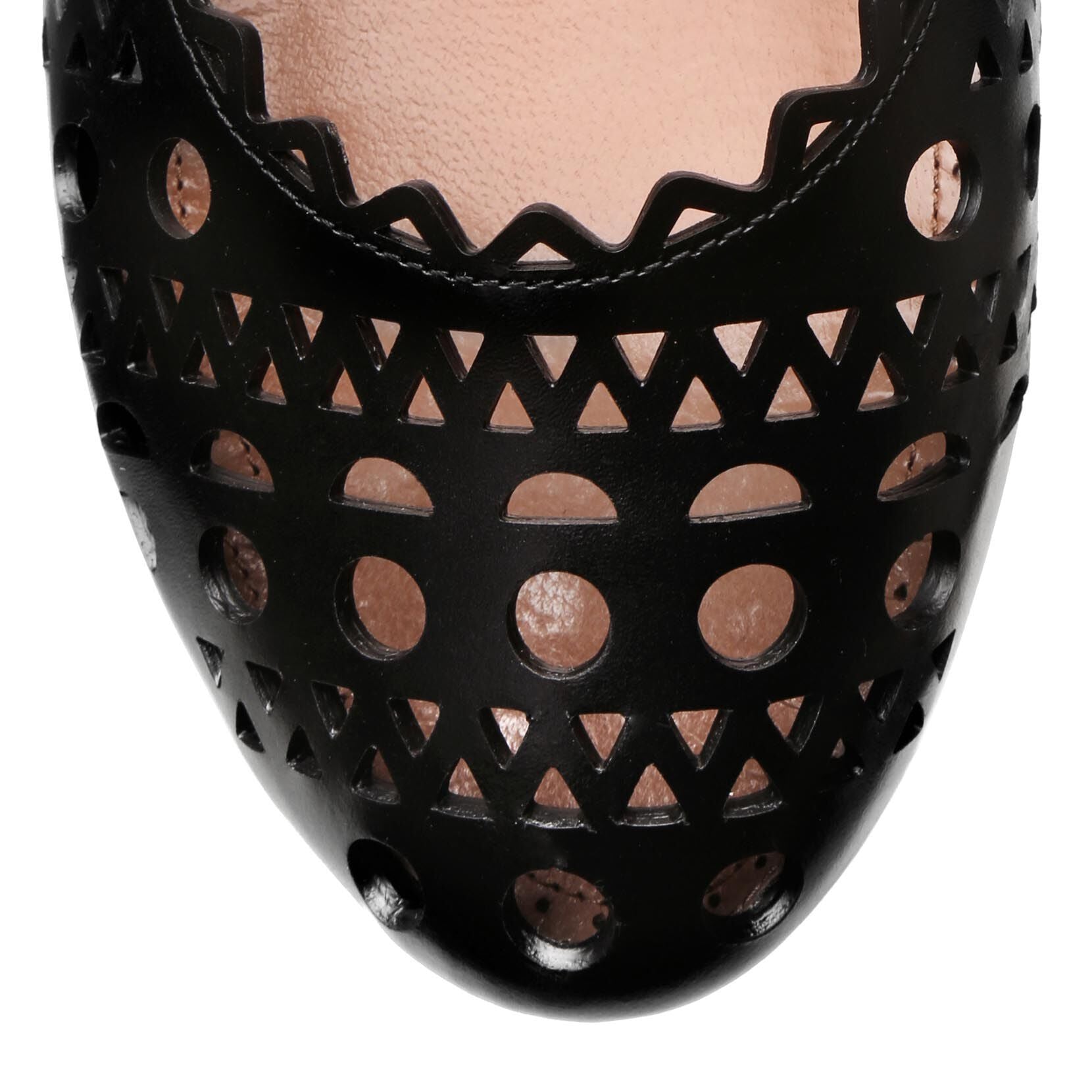 Black laser cut leather ballet flat
