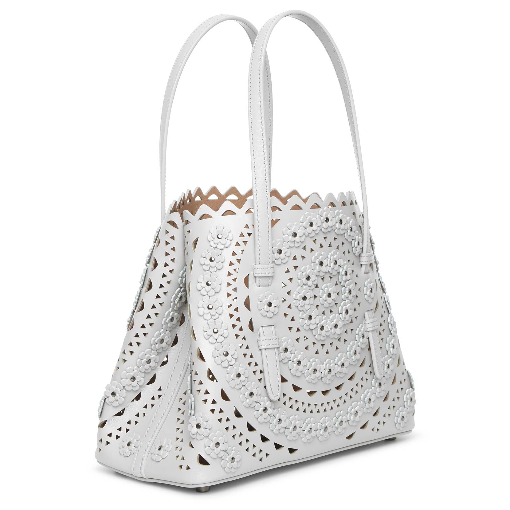 Mina 25 Flower light grey tote bag