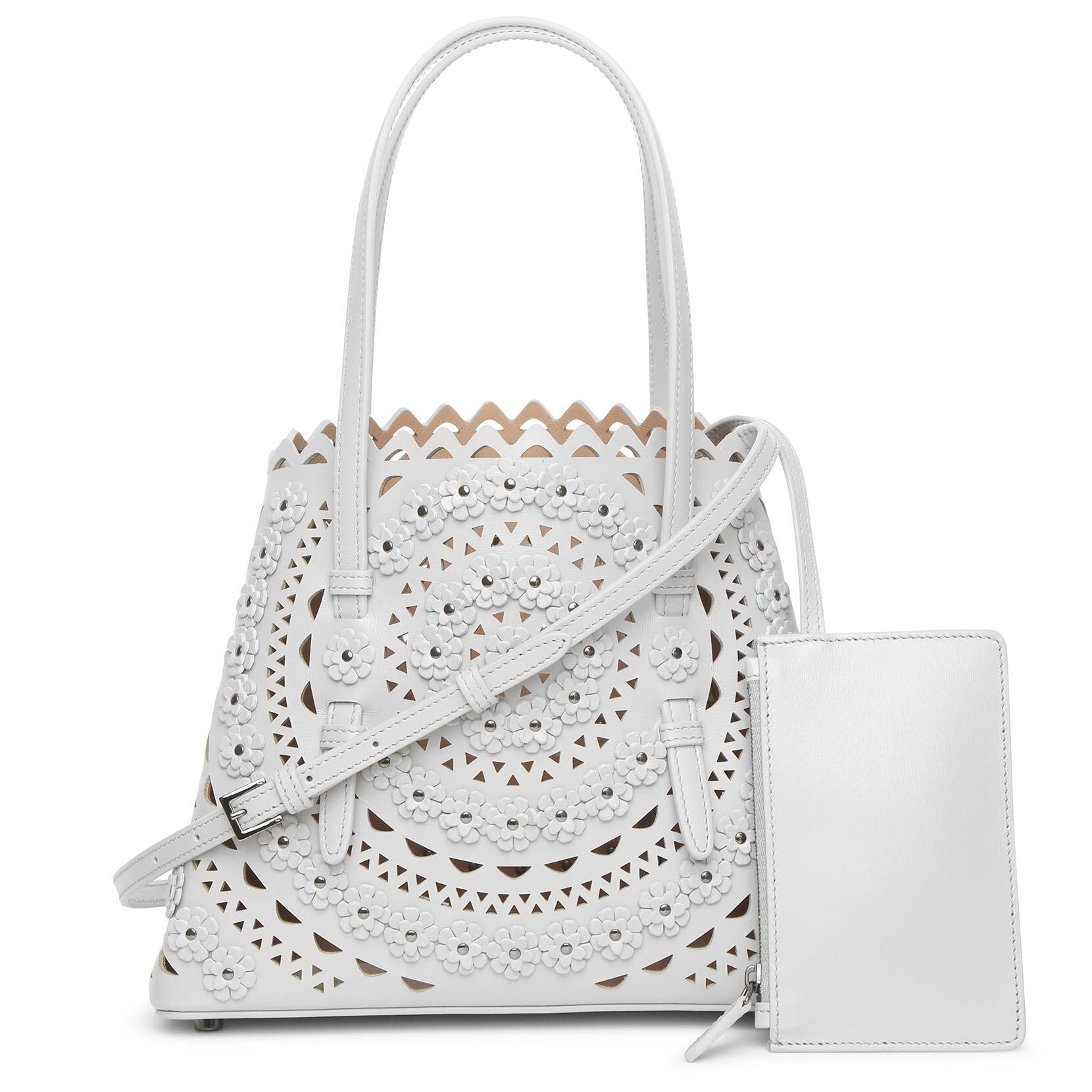 Mina 25 Flower light grey tote bag