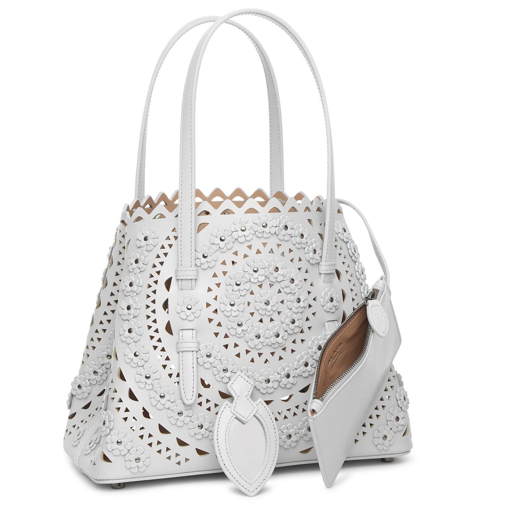 Mina 25 Flower light grey tote bag