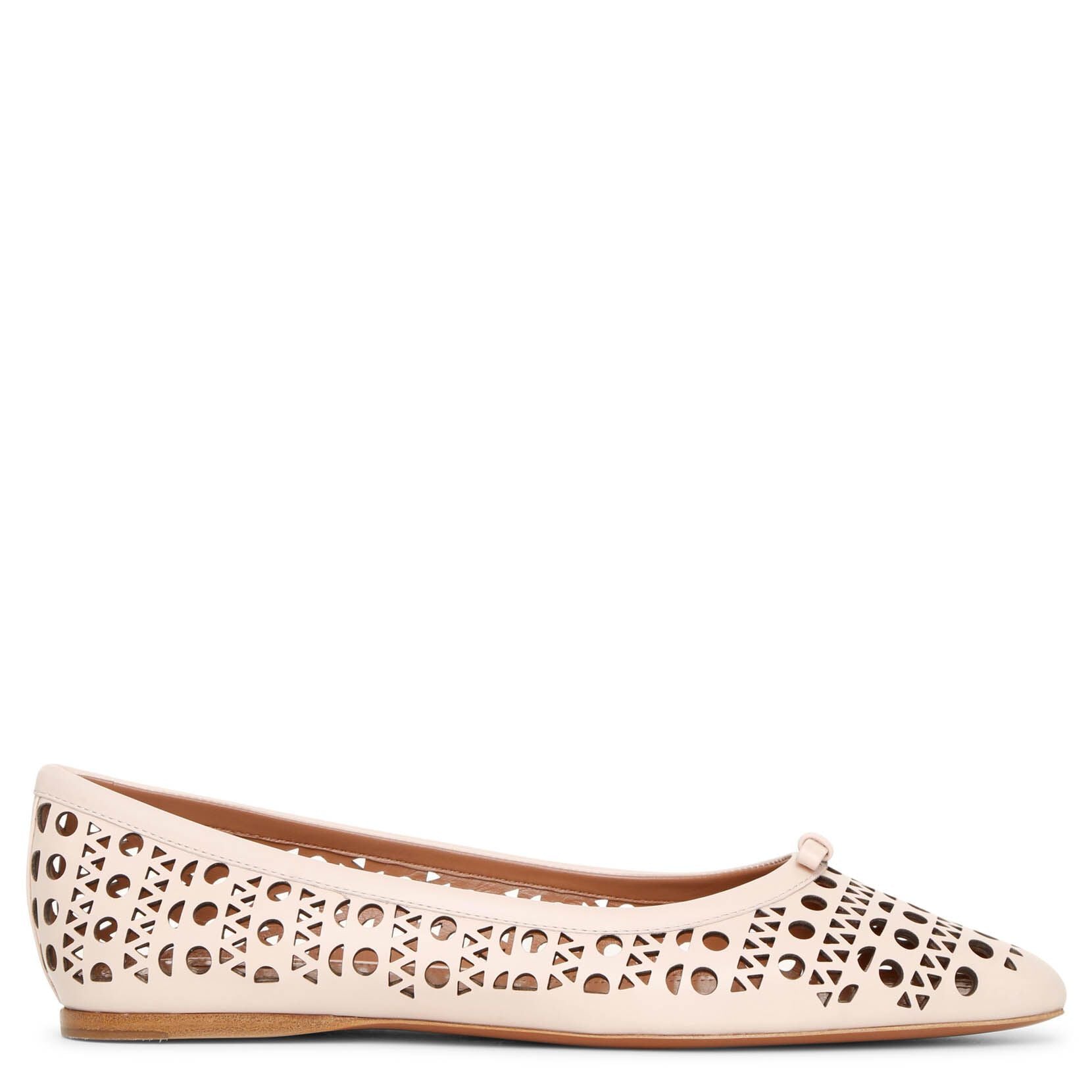 Pointed blush leather ballet flats