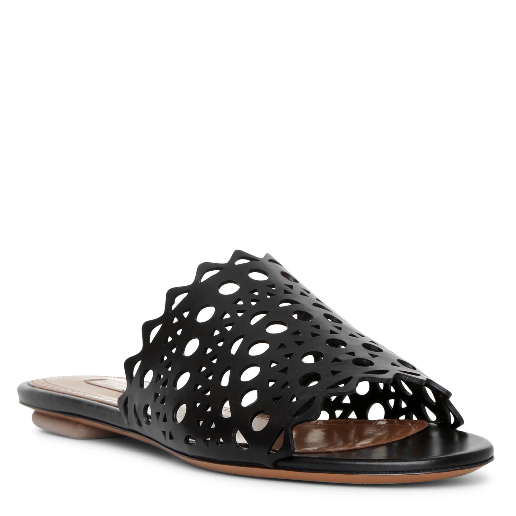 Laser cut leather slides