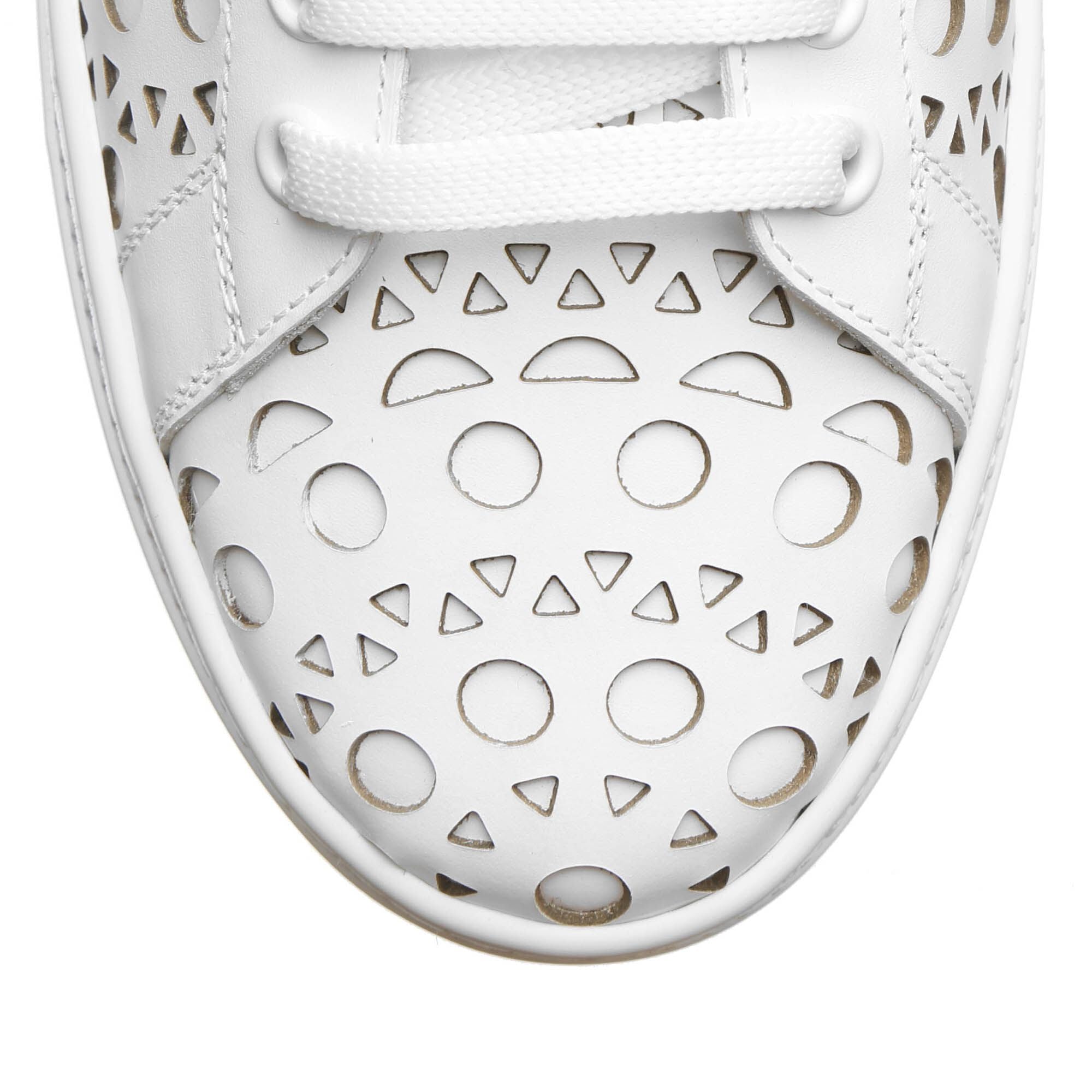 White laser cut leather sneakers