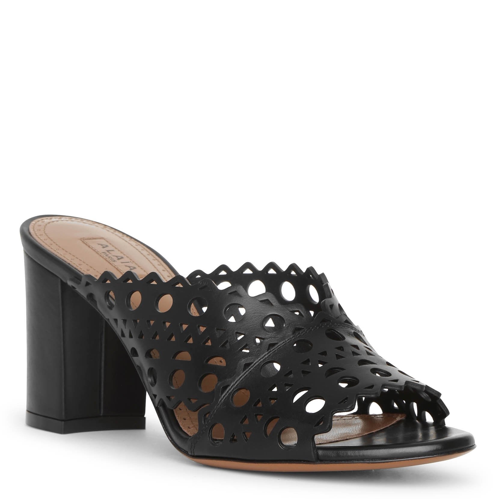 Vienne black leather mules