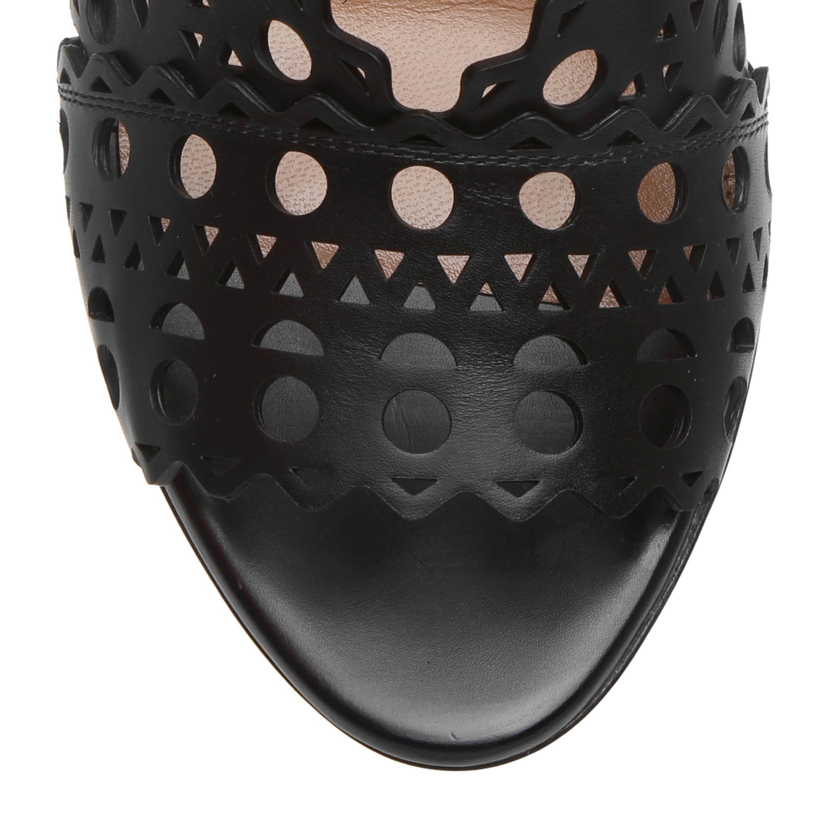 Vienne black leather mules