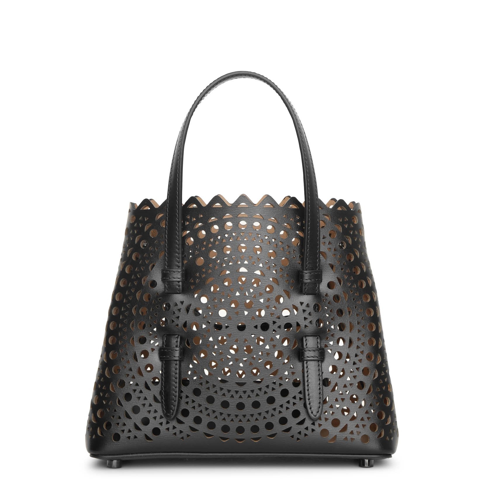 Mina 20 vienne circulaire black leather tote bag