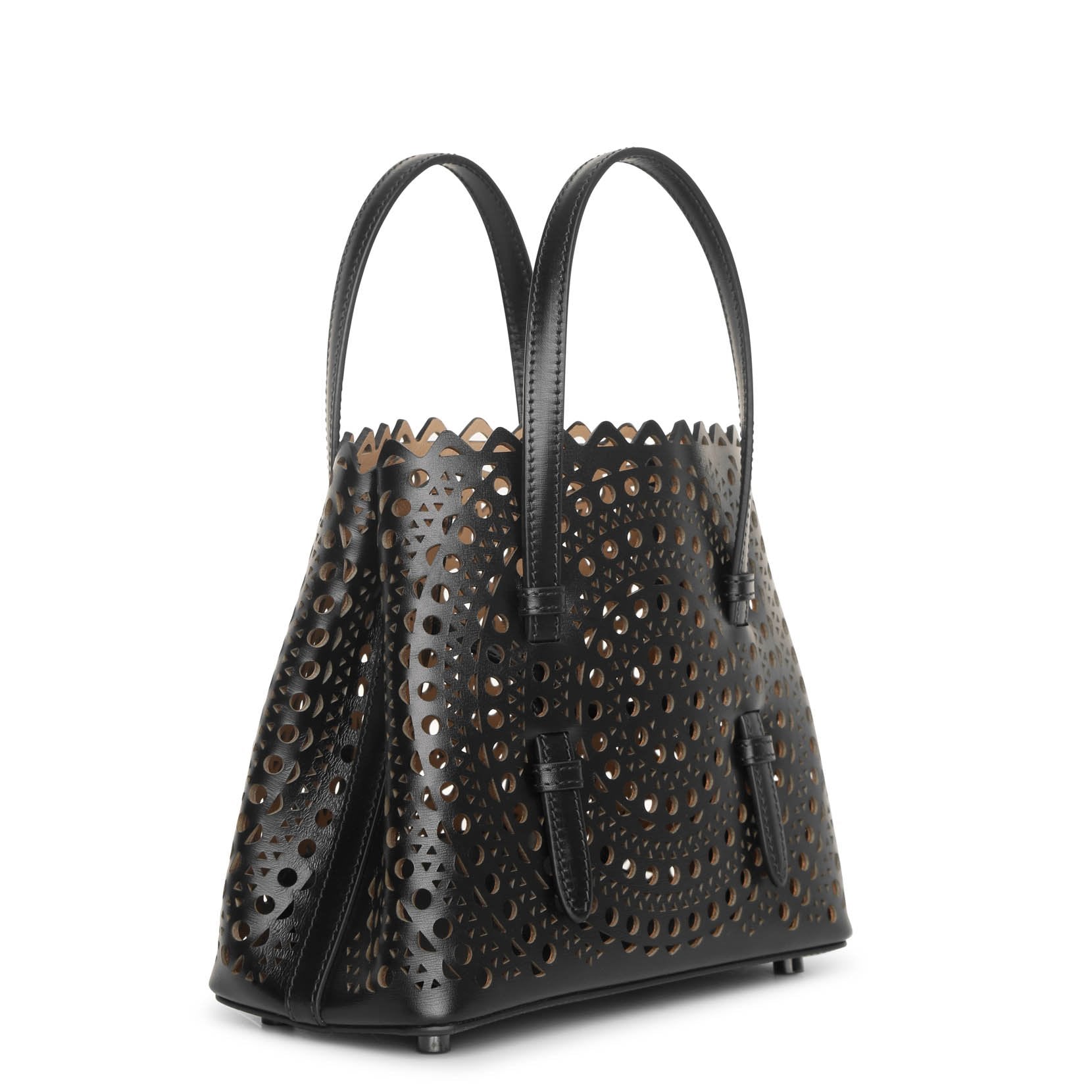 Mina 20 vienne circulaire black leather tote bag