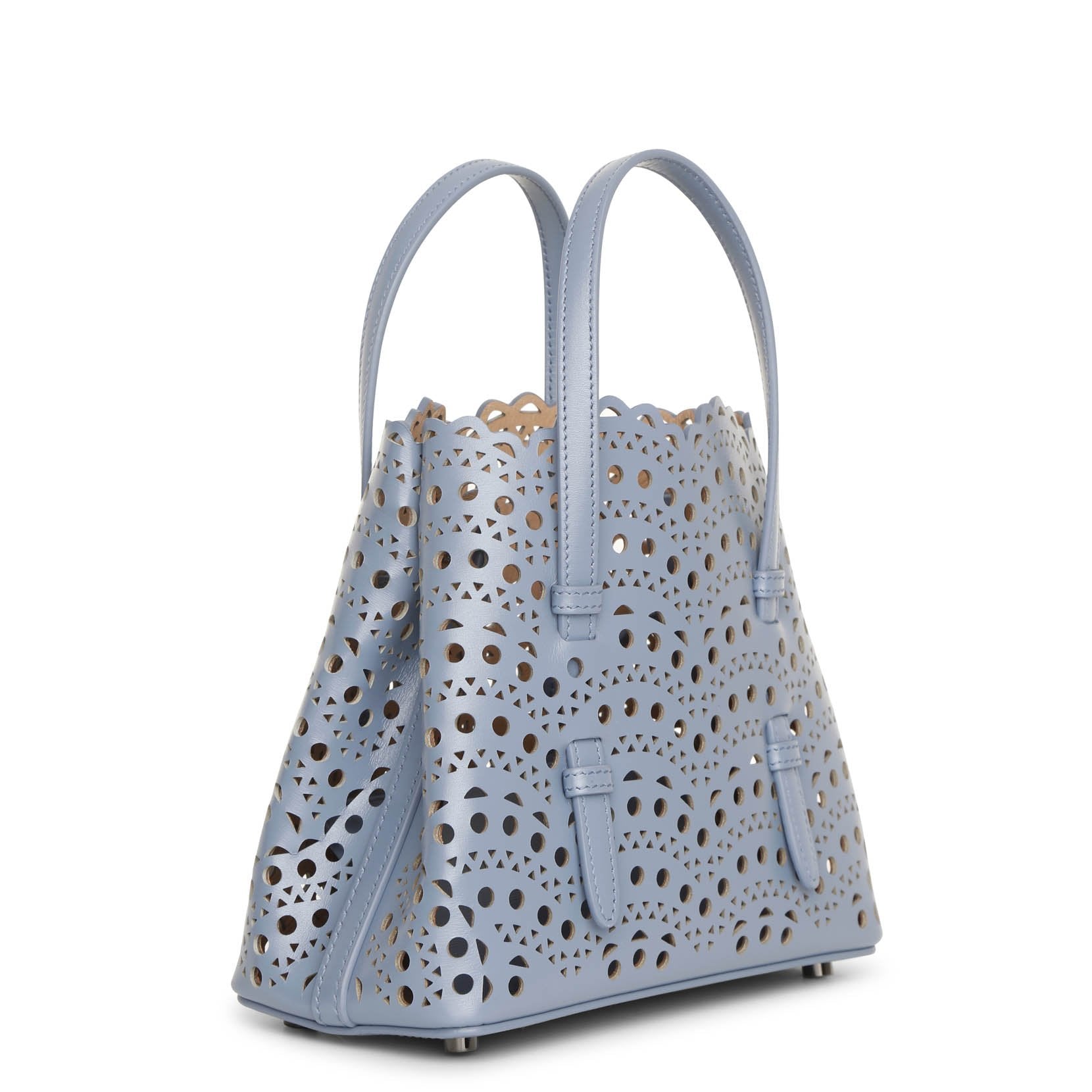 Mina mini 20 blue leather tote bag