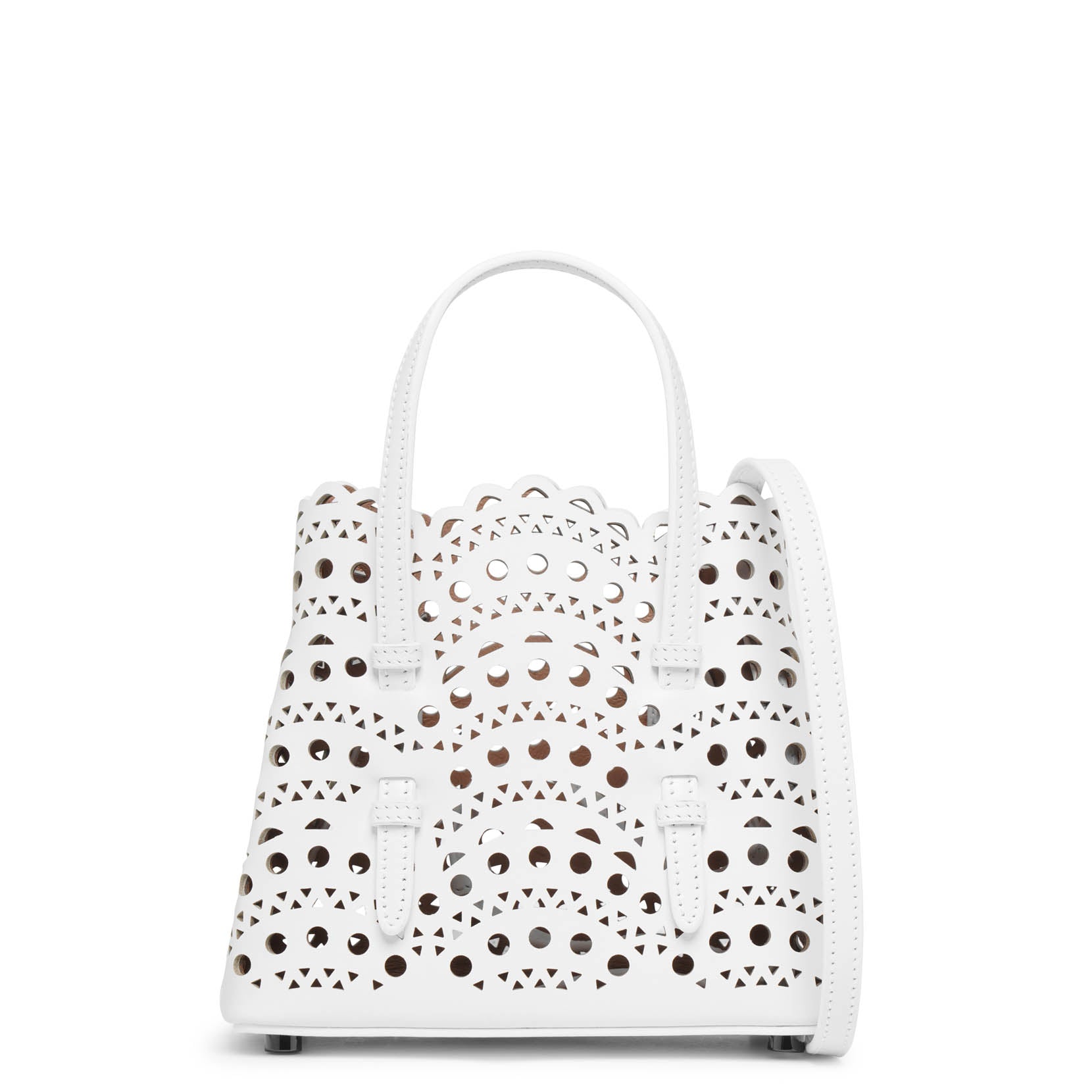 Mina 16 vienne vague white leather tote bag